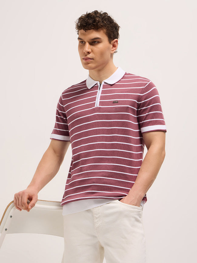 Men Maroon Slim Fit Polo