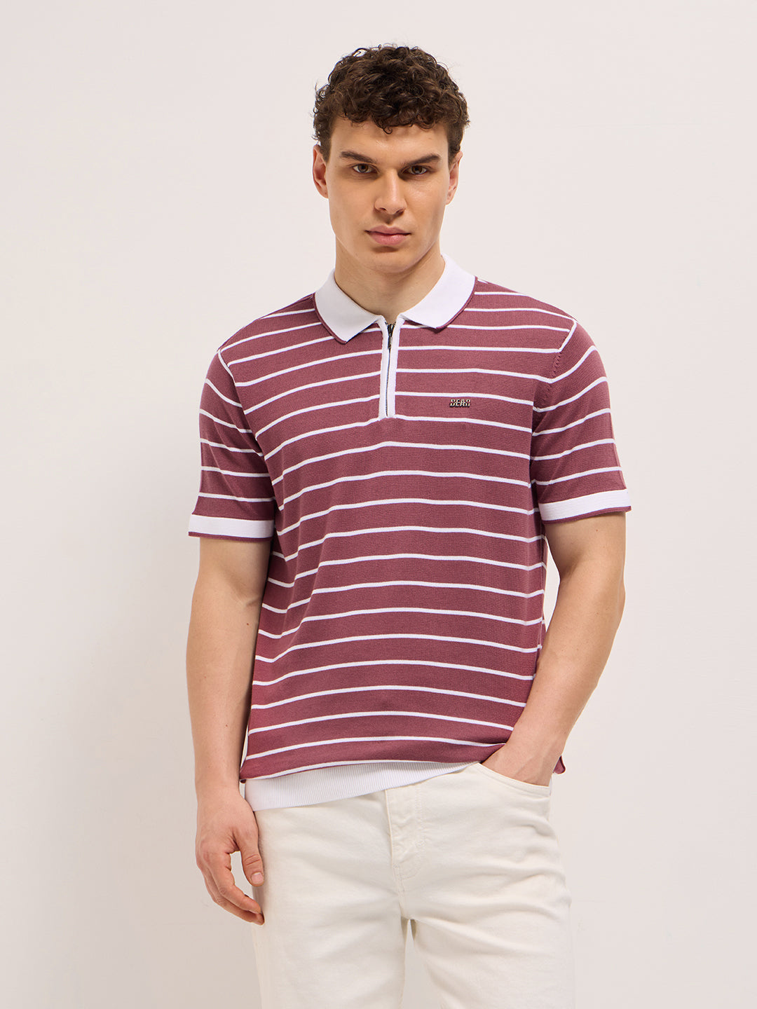 Men Maroon Slim Fit Polo