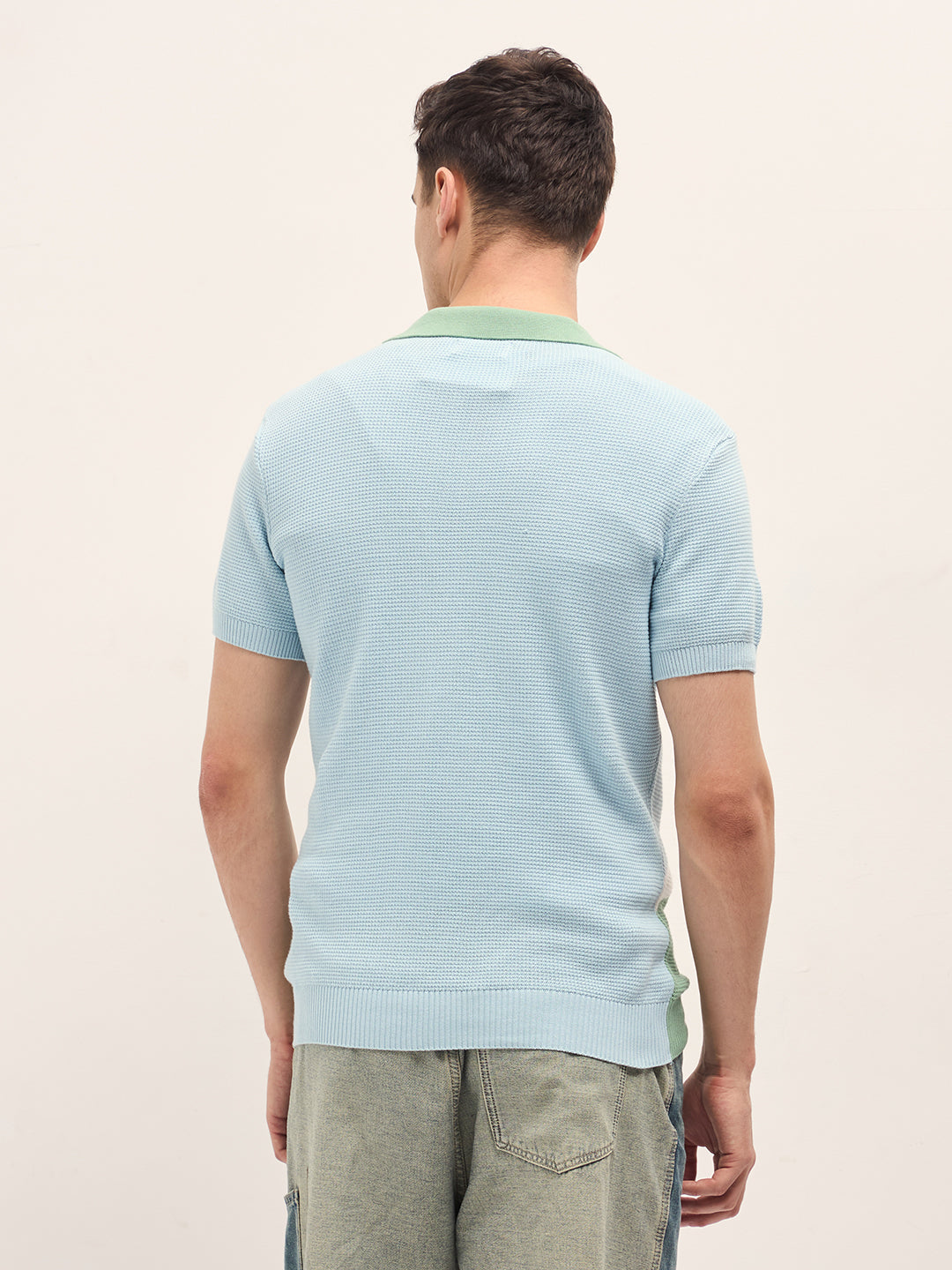 Men Multi-Color Textured Color Block Slim Fit Polo