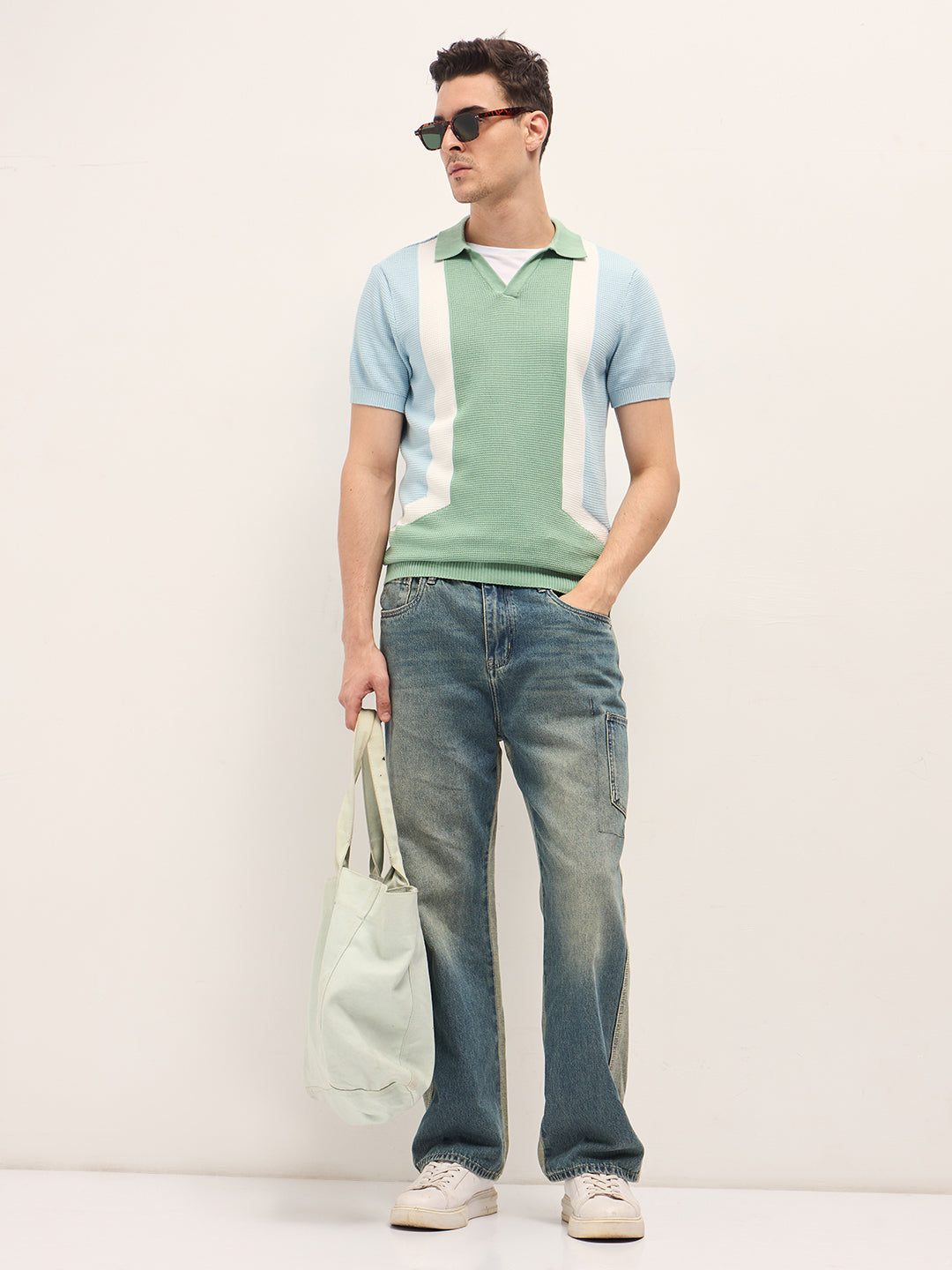 Men Multi-Color Textured Color Block Slim Fit Polo