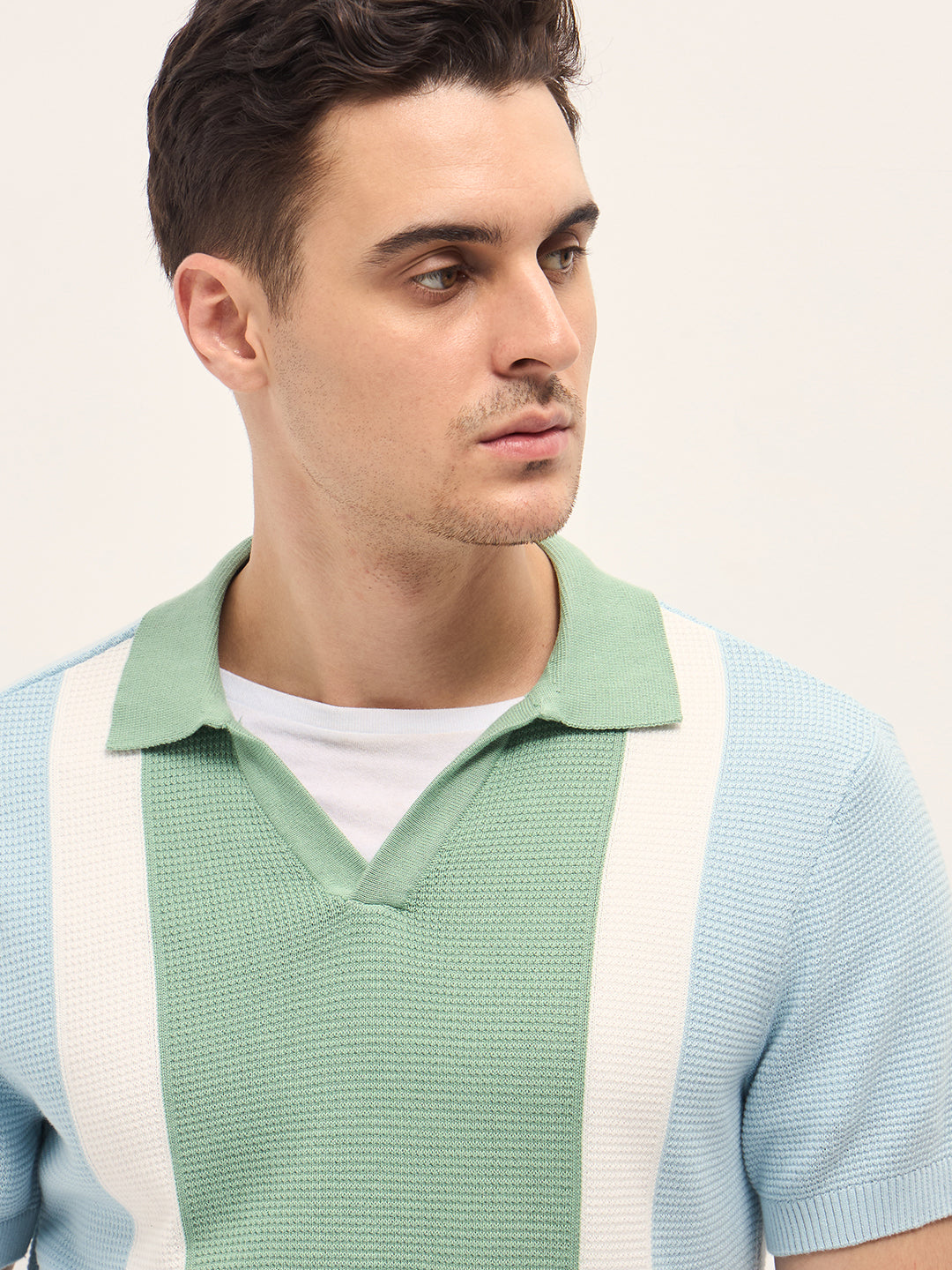 Men Multi-Color Textured Color Block Slim Fit Polo