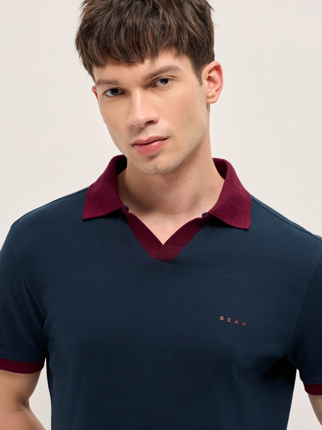 Men Navy Solid Cotton T-Shirt