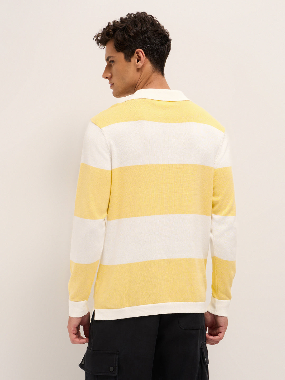 Men Cotton Striped Polo T-Shirt