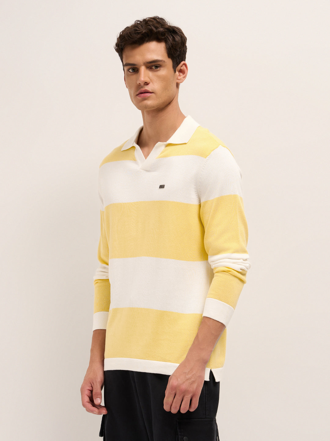 Men Cotton Striped Polo T-Shirt