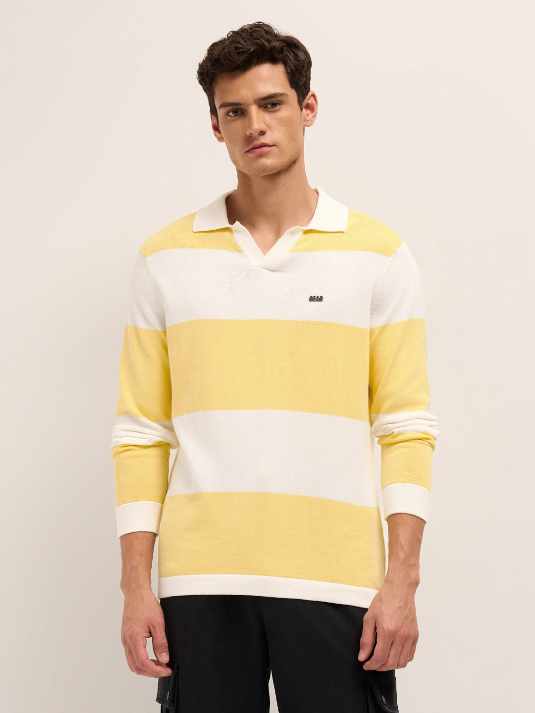 Men Cotton Striped Polo T-Shirt
