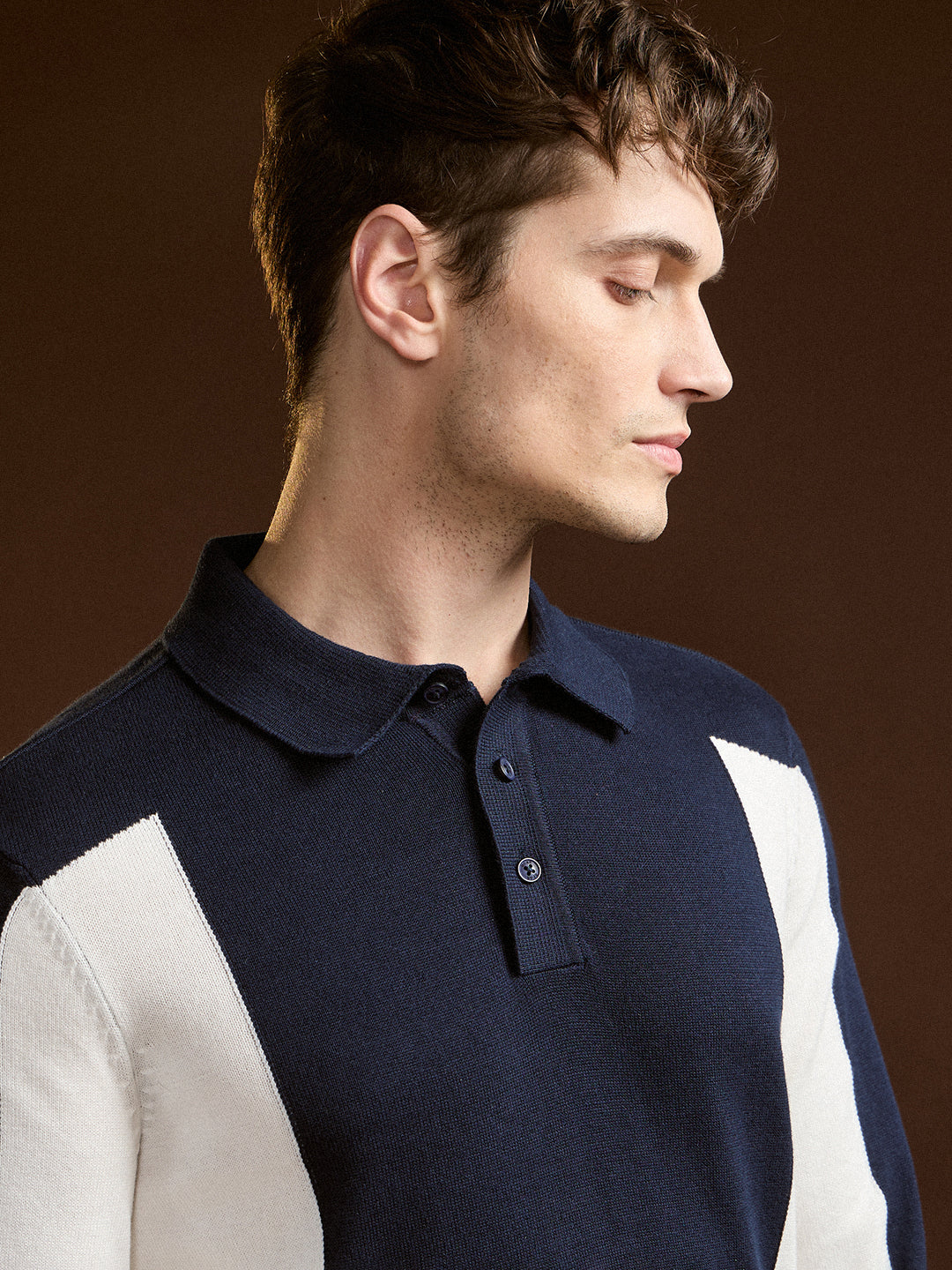 Men Black and Blue Color-Block Slim Fit Polo
