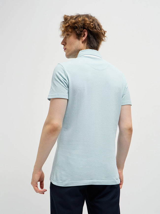 Men Light Blue Regular Fit Polo T-Shirt