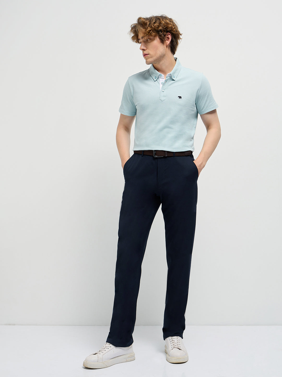 Men Light Blue Regular Fit Polo T-Shirt