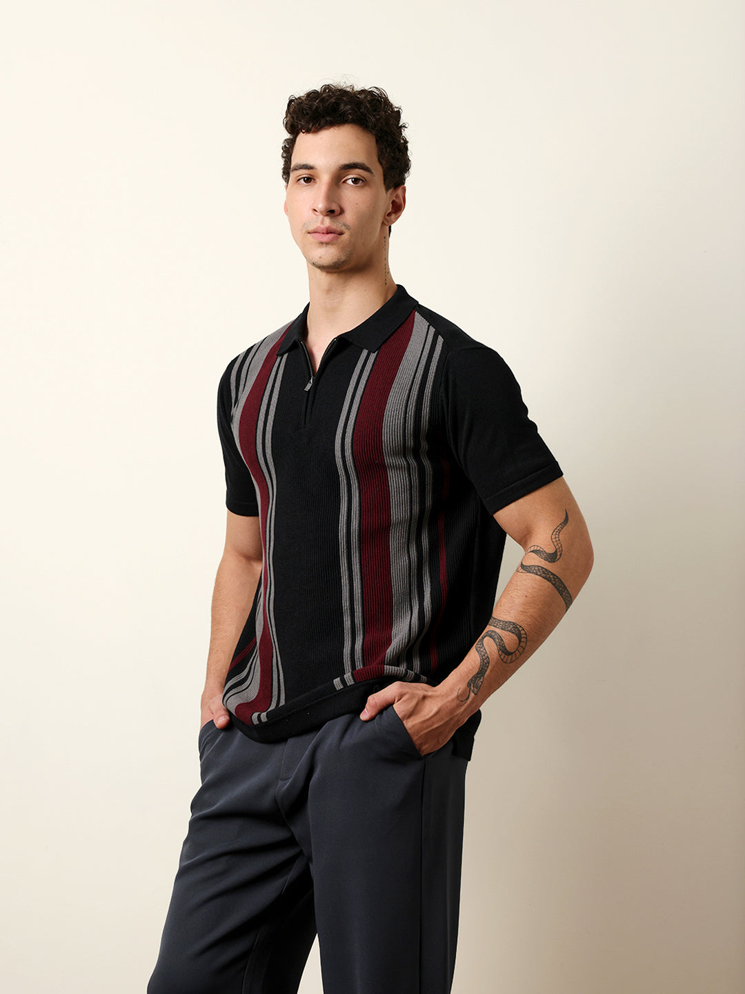 Men Multicolor Half Sleeve Polo T-Shirt