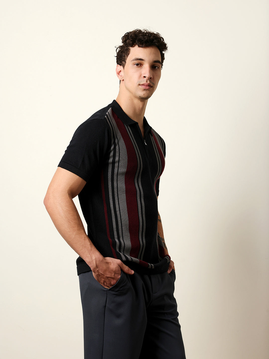 Men Multicolor Half Sleeve Polo T-Shirt