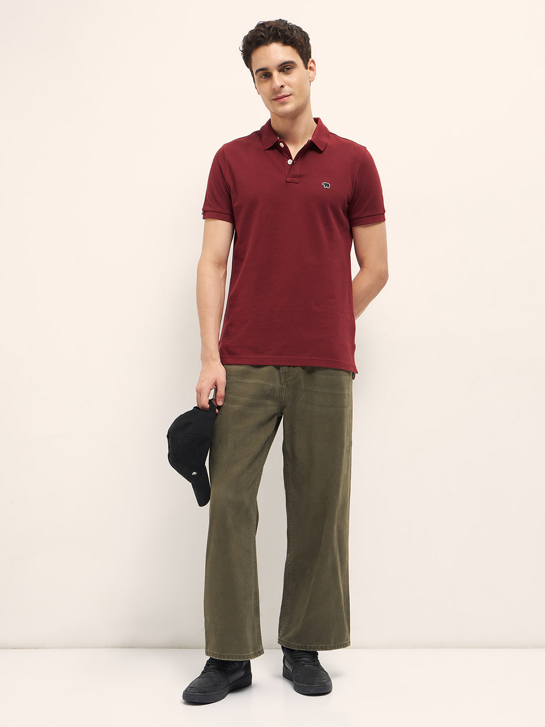 Men Red Solid Regular Fit Polo