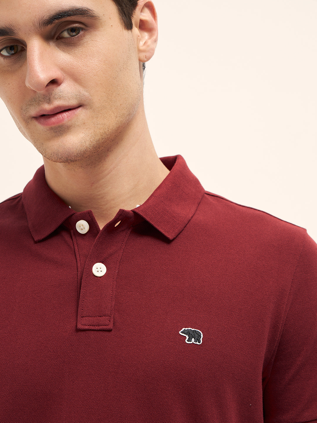 Men Red Solid Regular Fit Polo