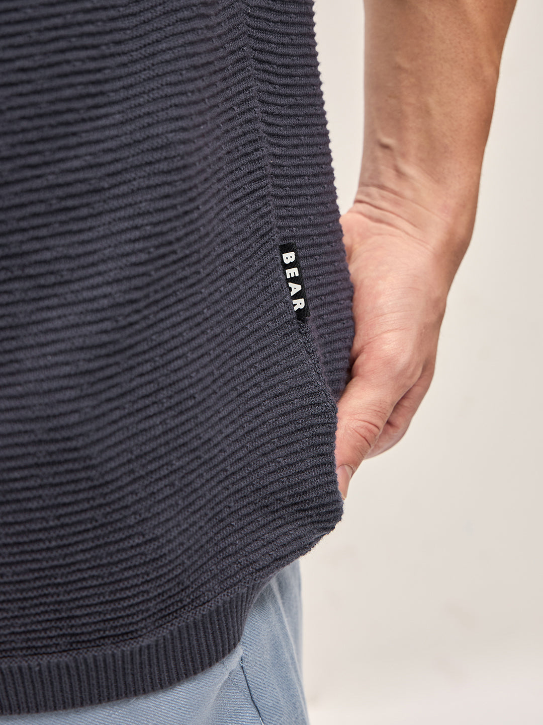 Men BlackBlue Dual-tone Textured Knit Regular Fit Polo T-shirt