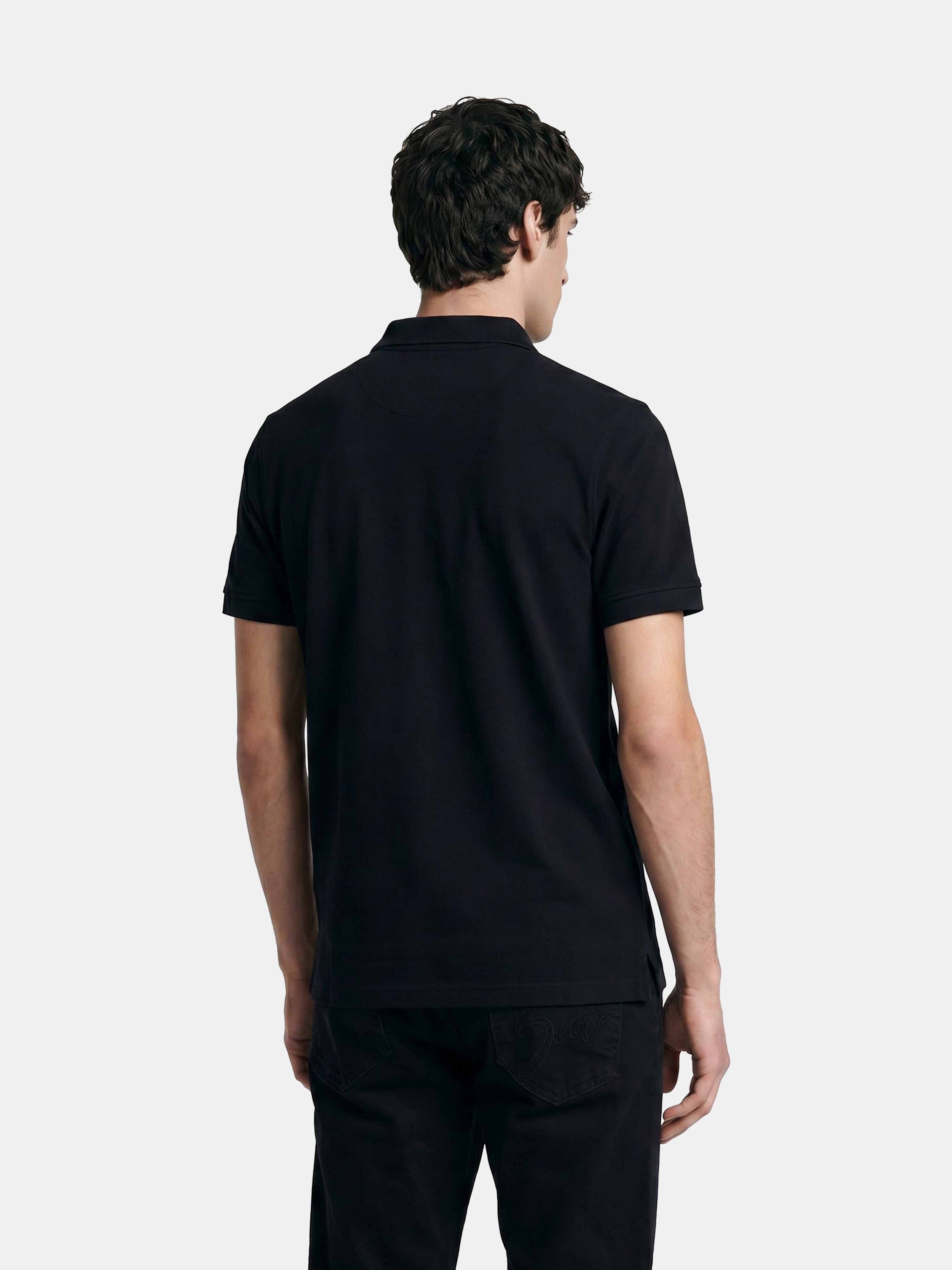 Men Black Solid Cotton Polo T-Shirt
