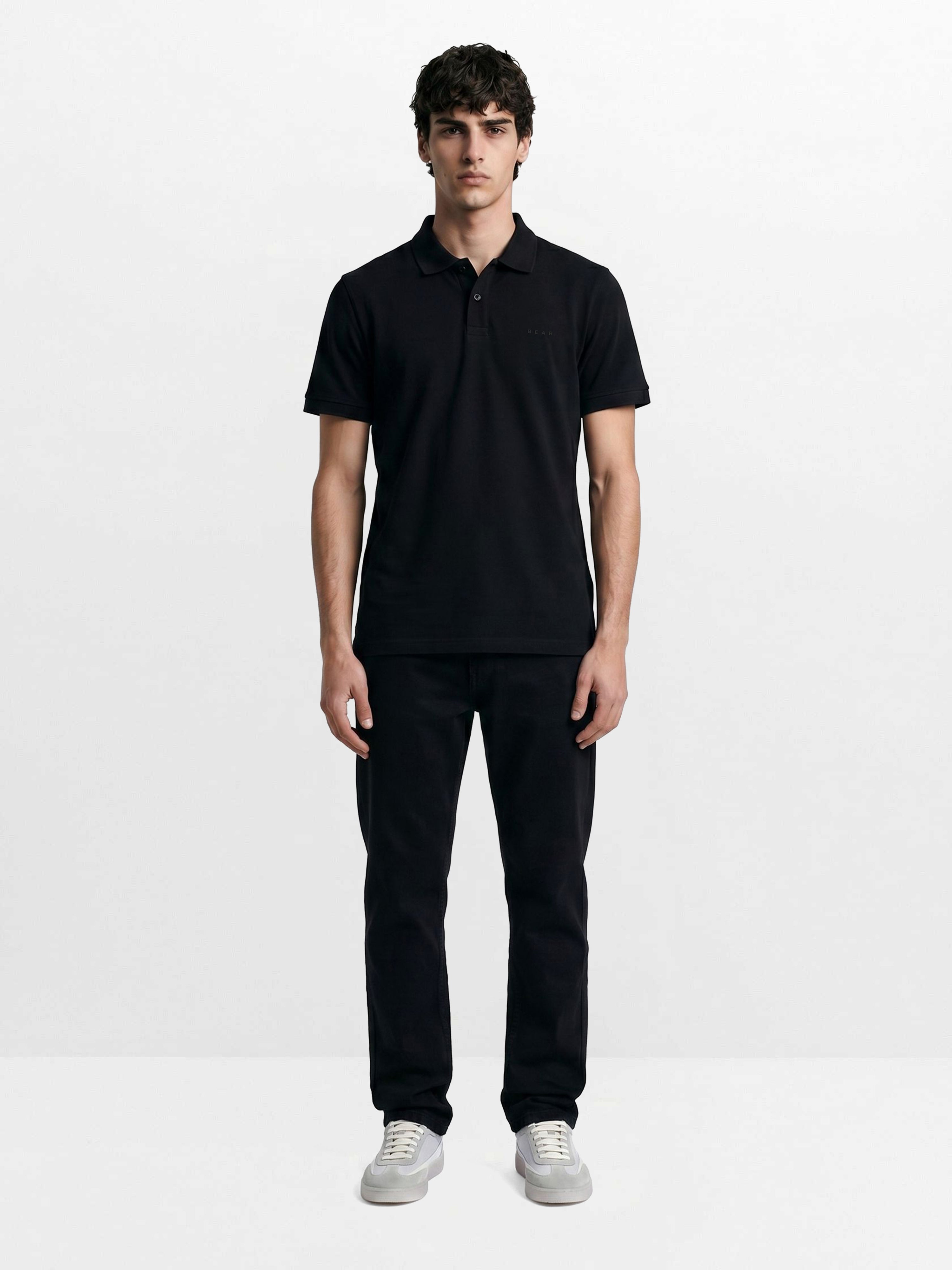 Men Black Solid Cotton Polo T-Shirt
