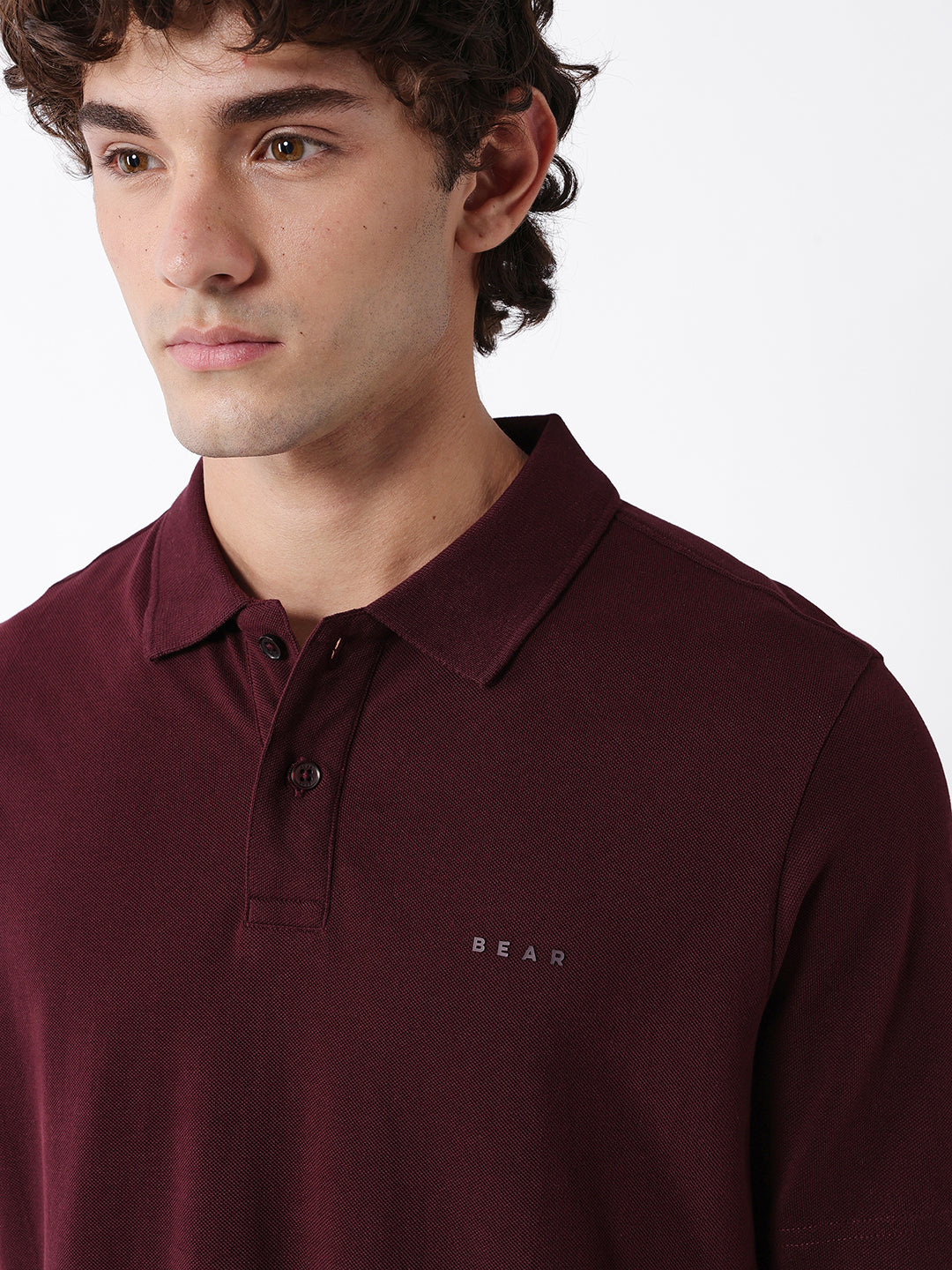 Men Maroon Solid Cotton Polo T-Shirt