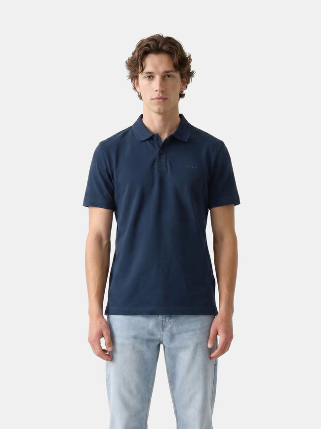 Men Navy Solid Cotton Polo T-Shirt