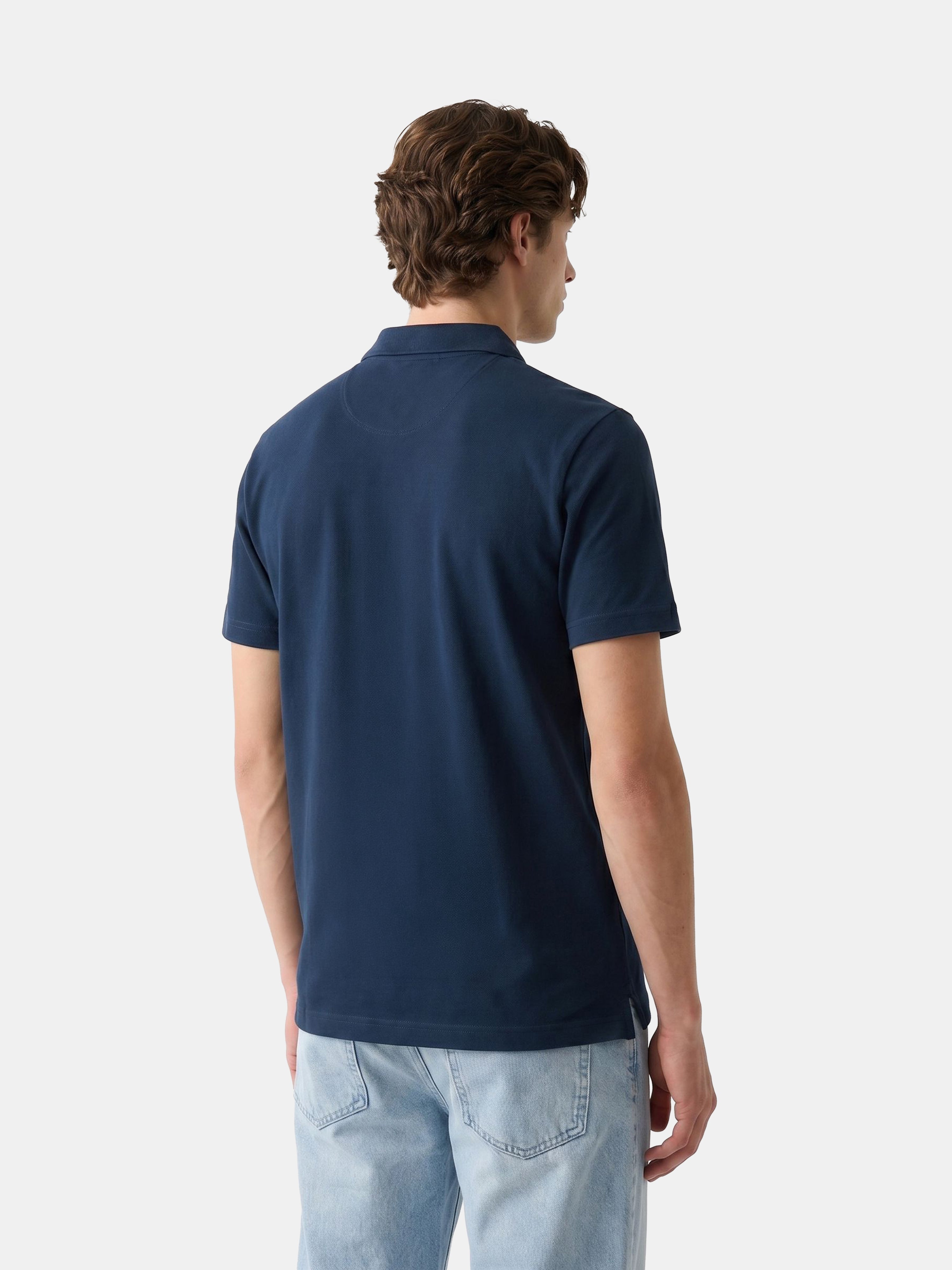 Men Navy Solid Cotton Polo T-Shirt