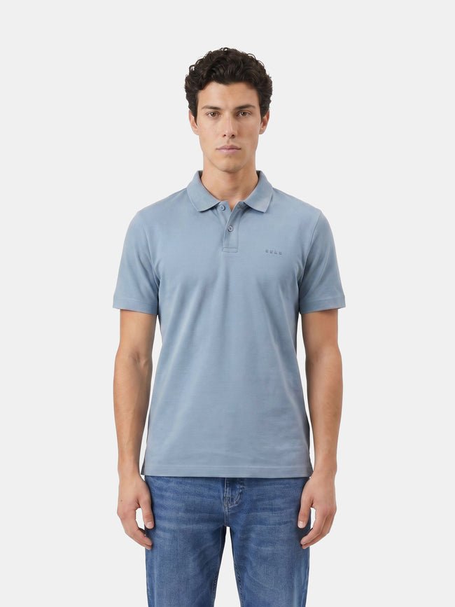 Men Blue Solid Cotton Polo T-Shirt