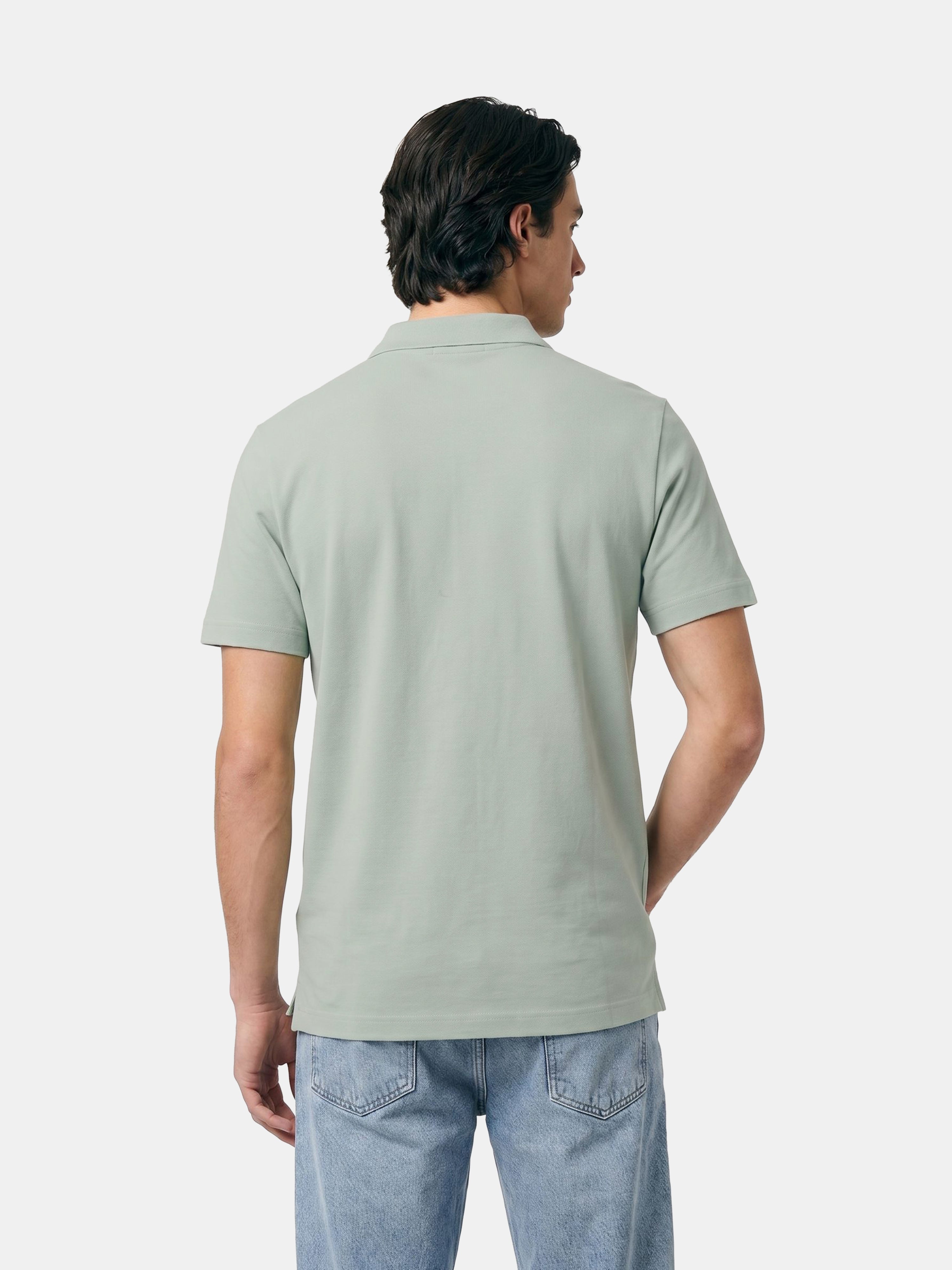 Men Green Solid Cotton Polo T-Shirt