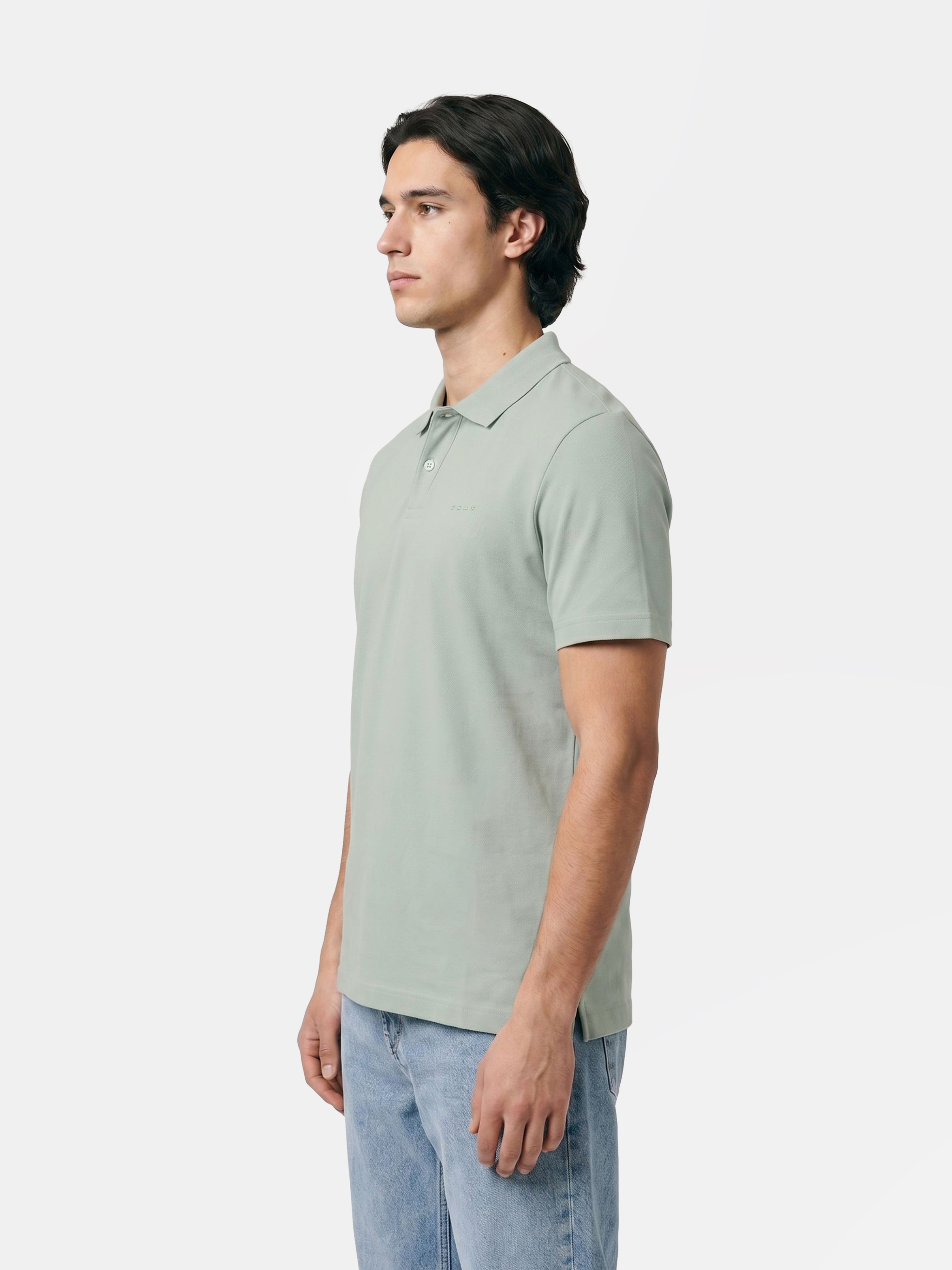 Men Green Solid Cotton Polo T-Shirt