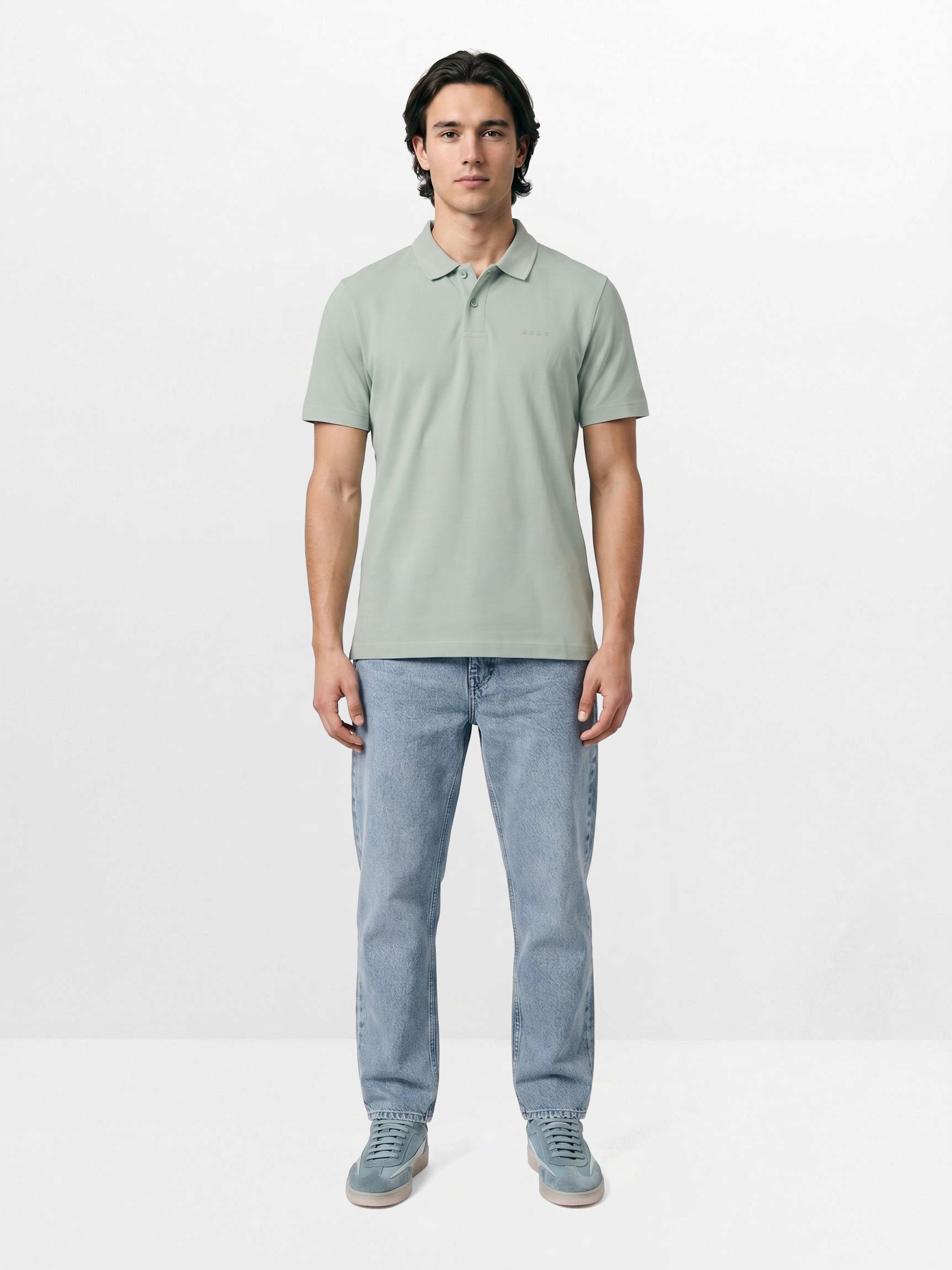 Men Green Solid Cotton Polo T-Shirt