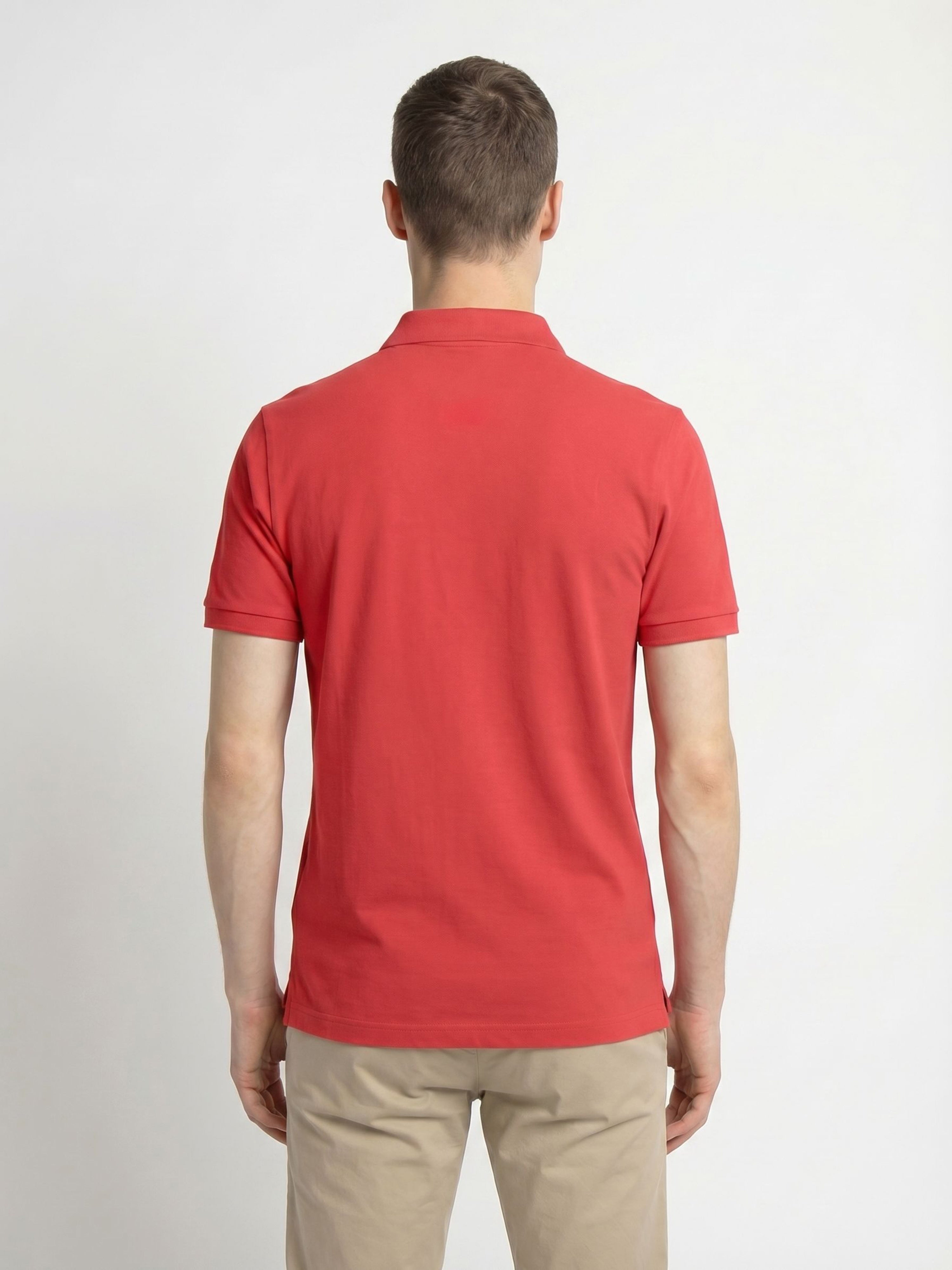 Men Peach Solid Cotton Polo T-Shirt