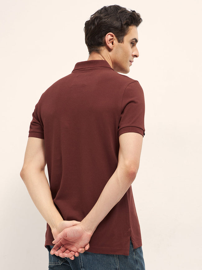 Men Rust Solid Regular Fit Polo