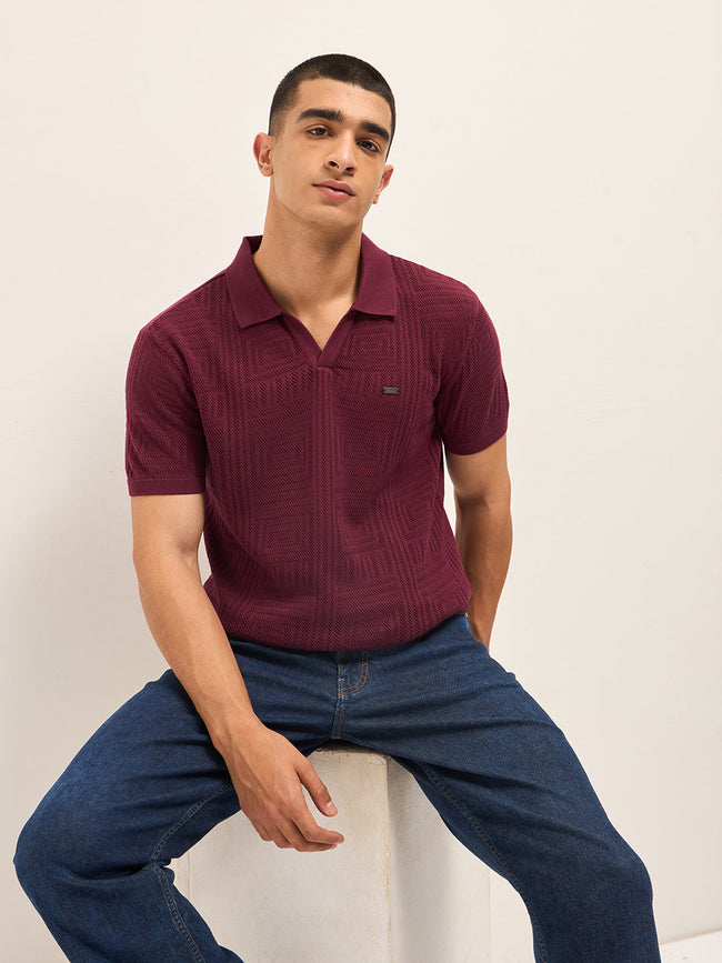 Men Maroon Slim Fit Polo