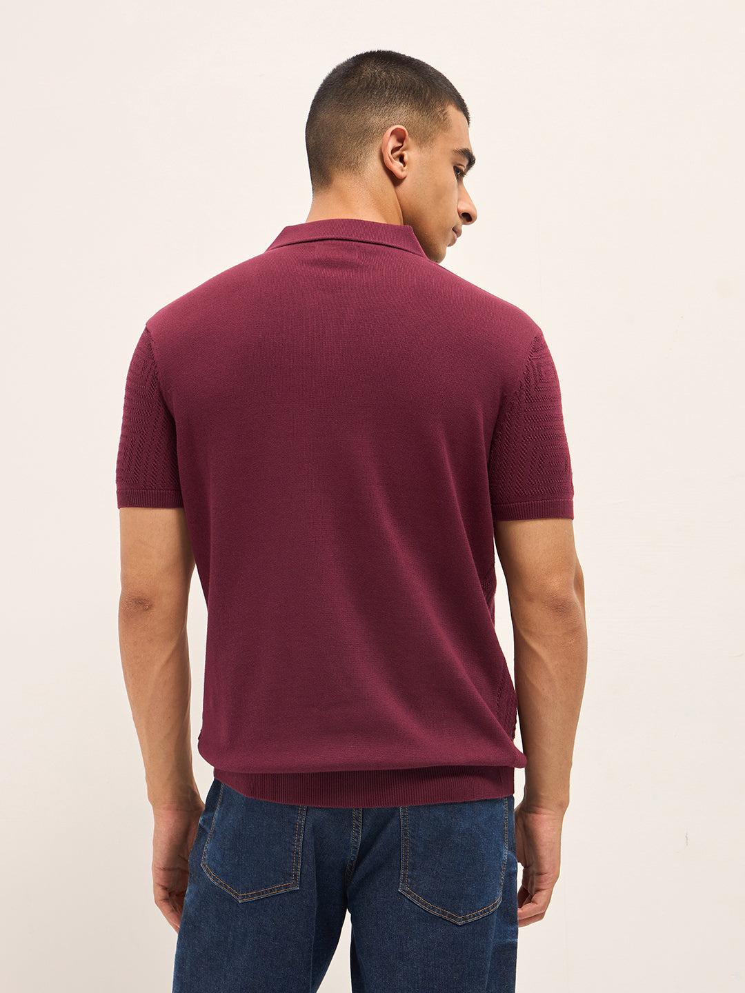 Men Maroon Slim Fit Polo
