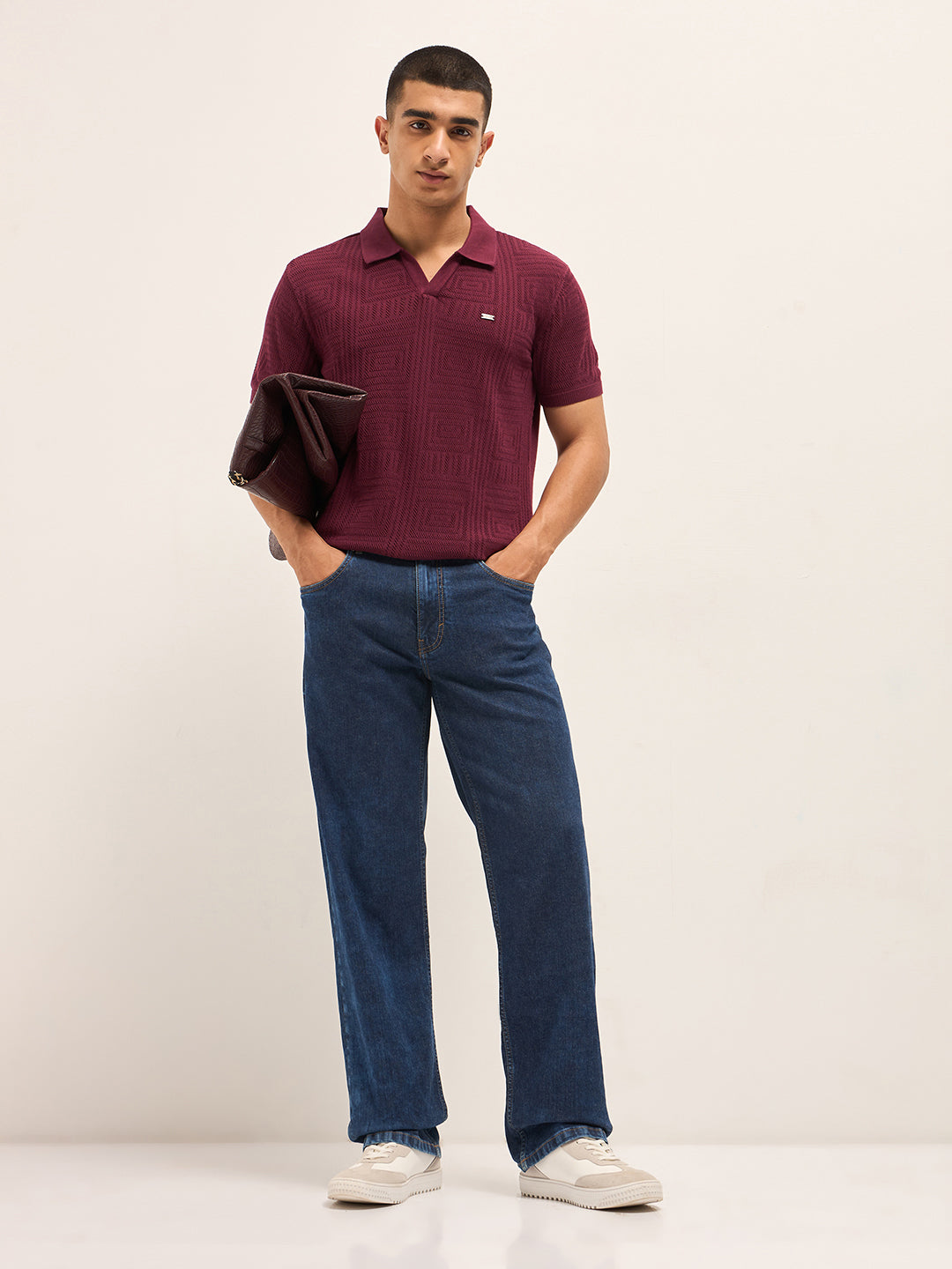 Men Maroon Slim Fit Polo