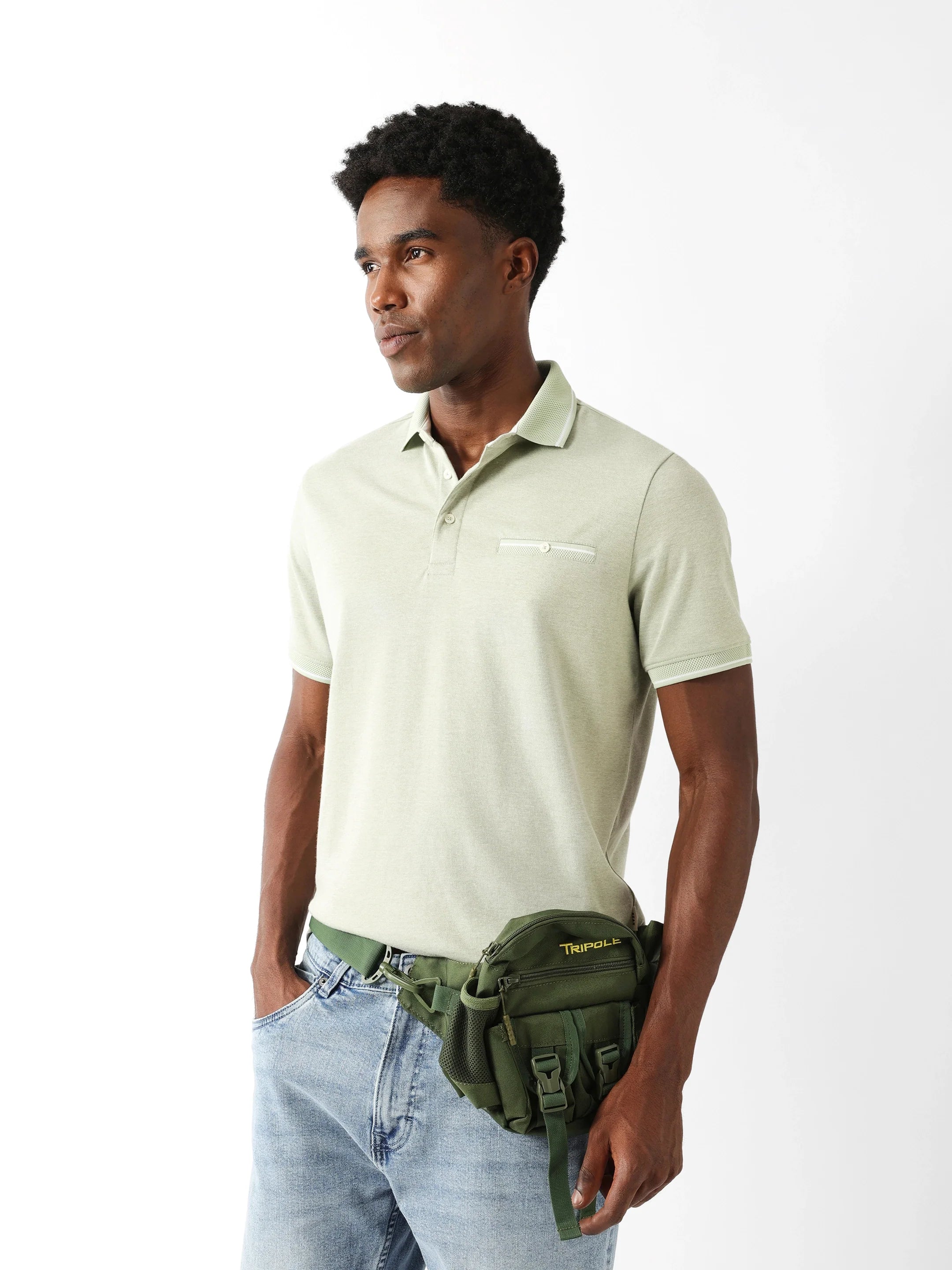 Men Green Regular Fit Polo