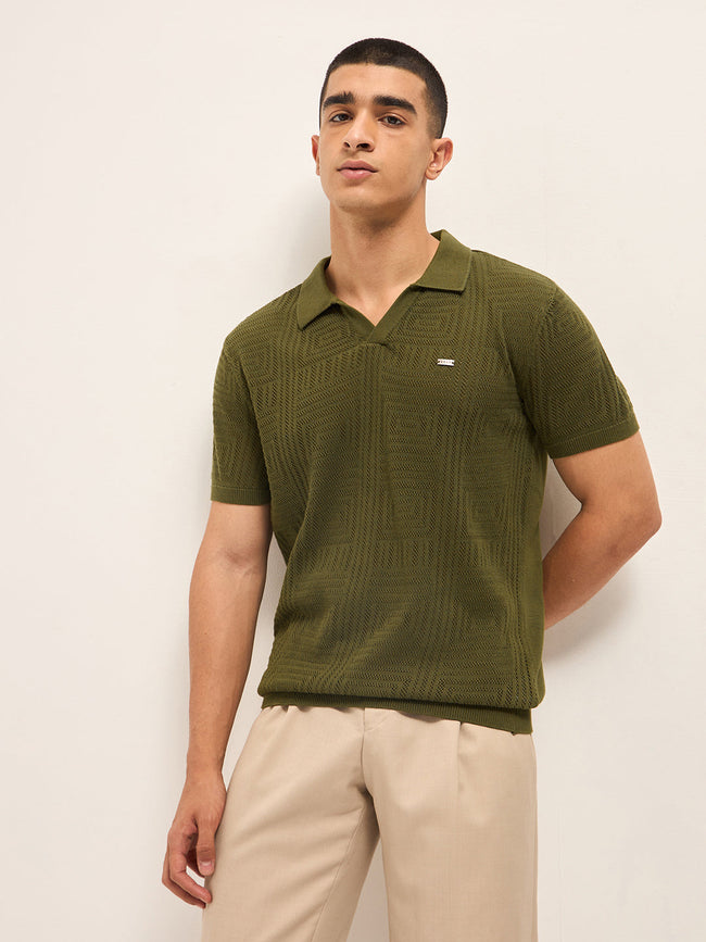 Men Olive Slim Fit Polo