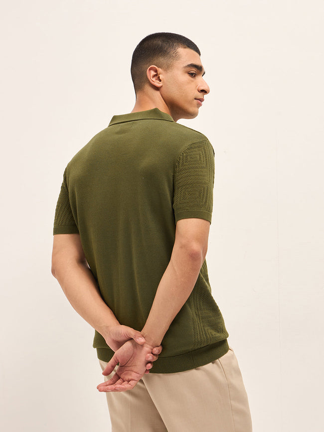 Men Olive Slim Fit Polo