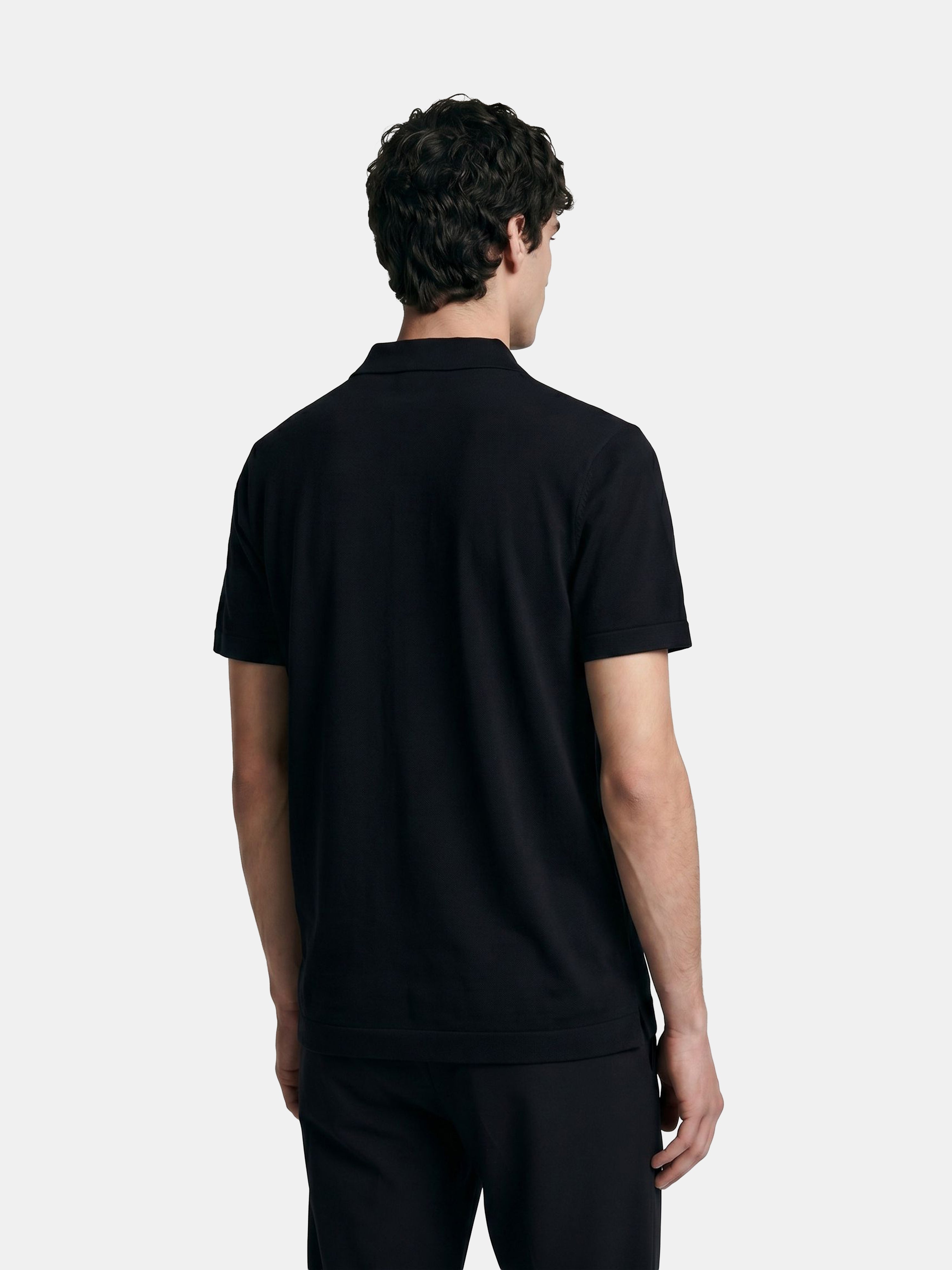 Men Black Solid Cotton Flat Knit Polo T-Shirt