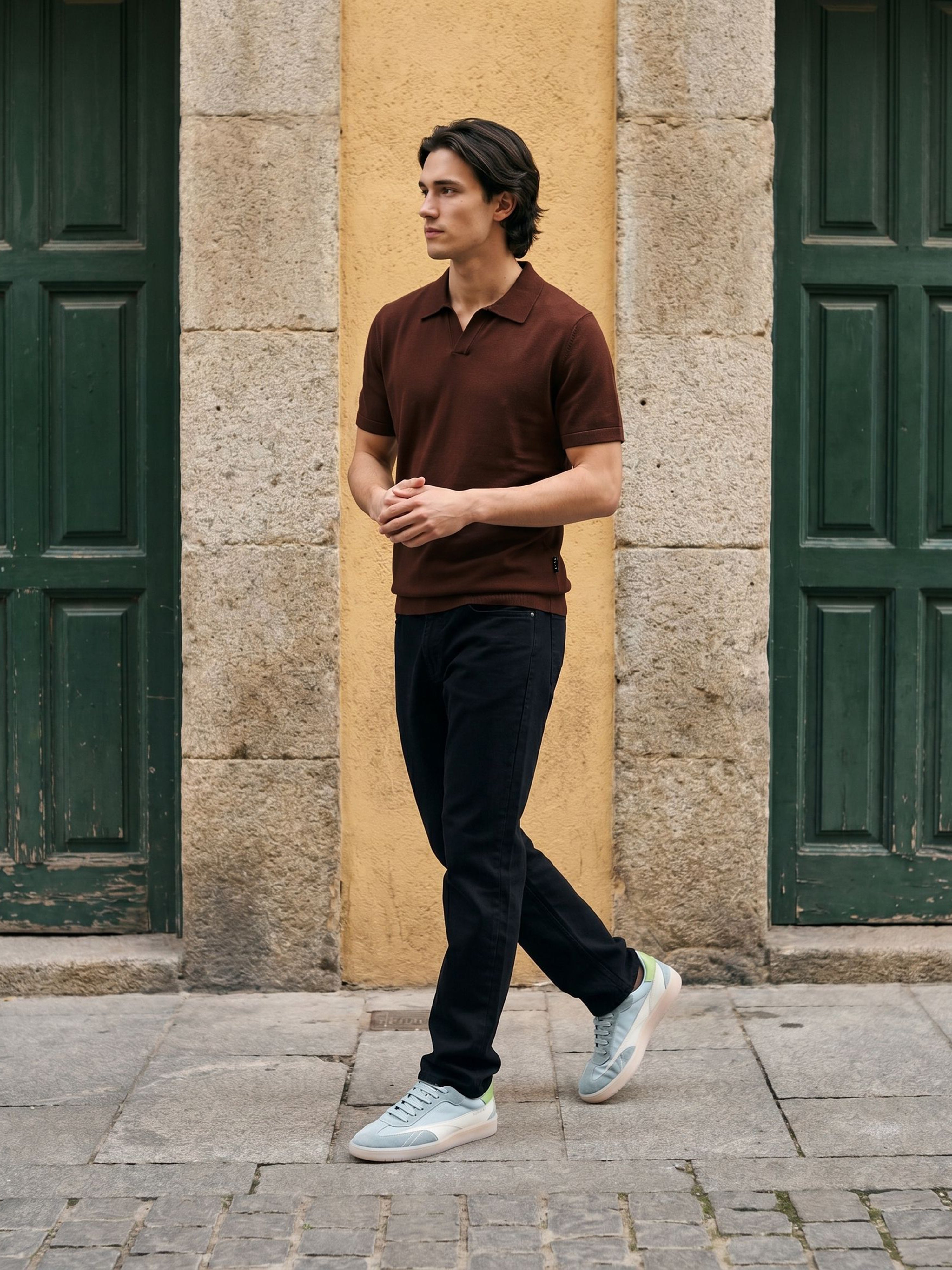 Men Brown Polo T-Shirt