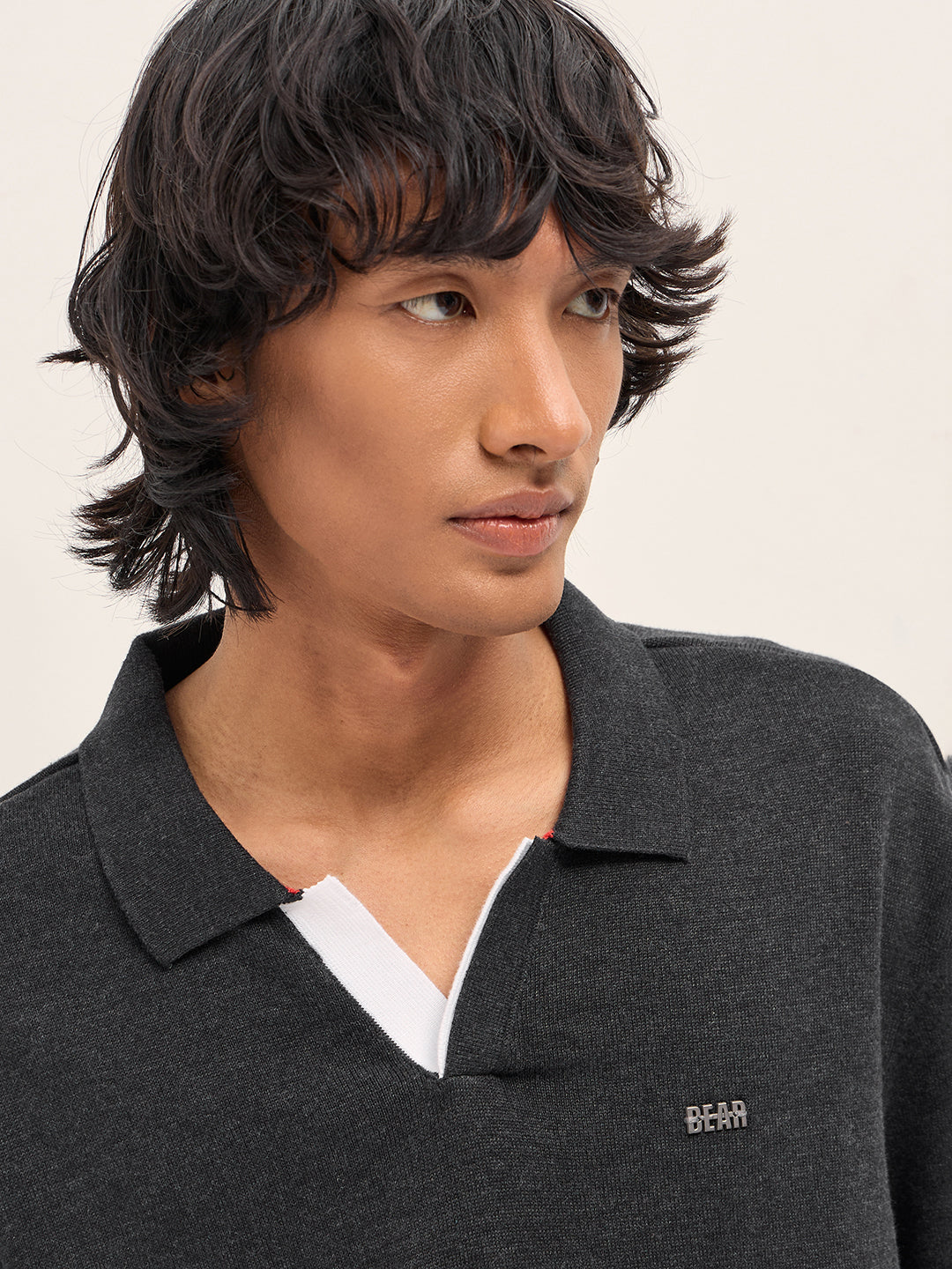 Men Black Solid Relaxed Fit Polo