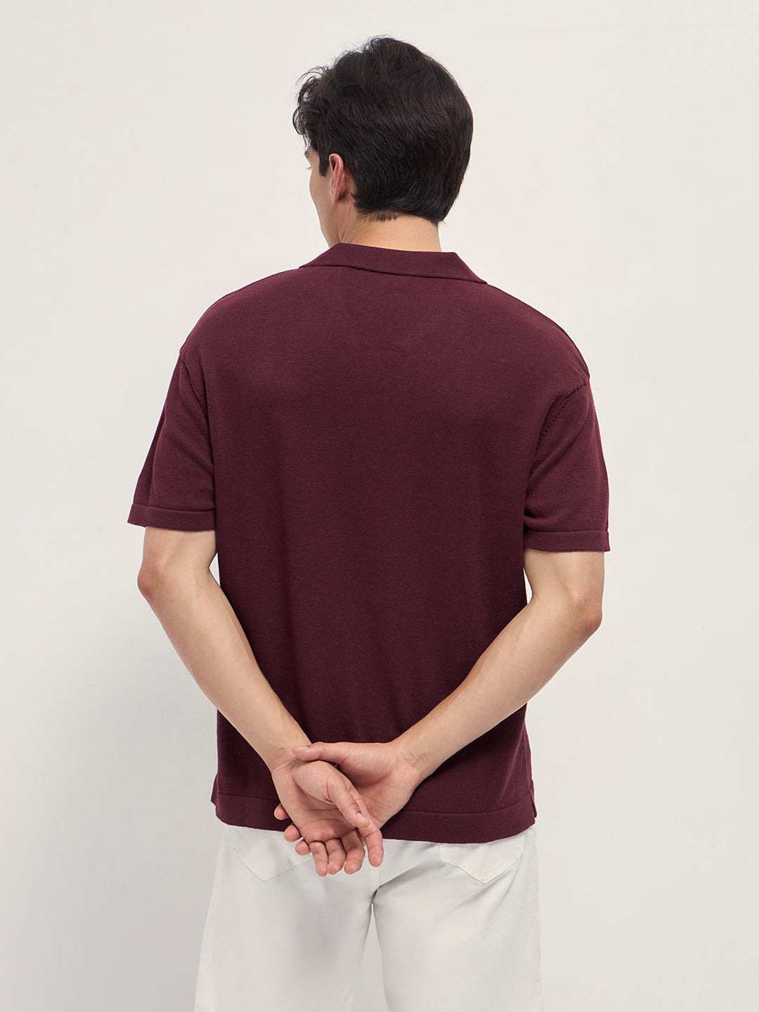 Men Maroon Solid Relaxed Fit Polo