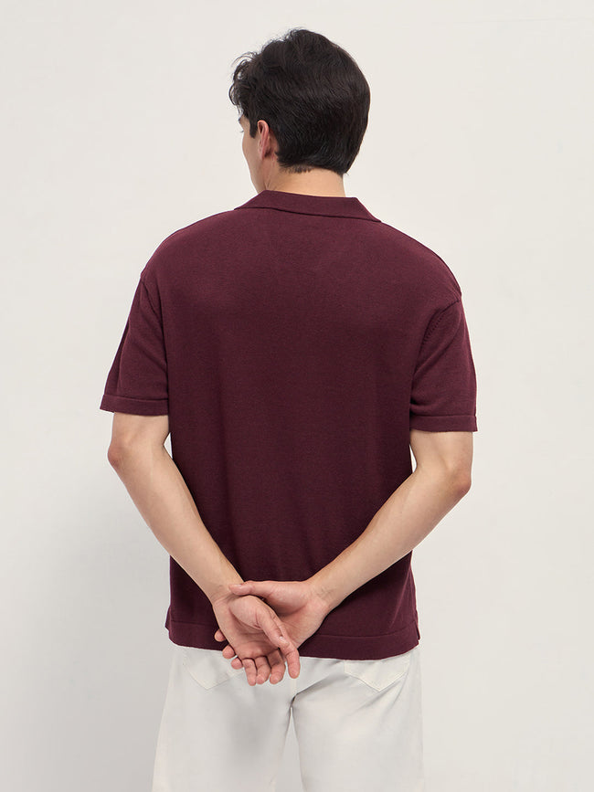Men Maroon Solid Relaxed Fit Polo
