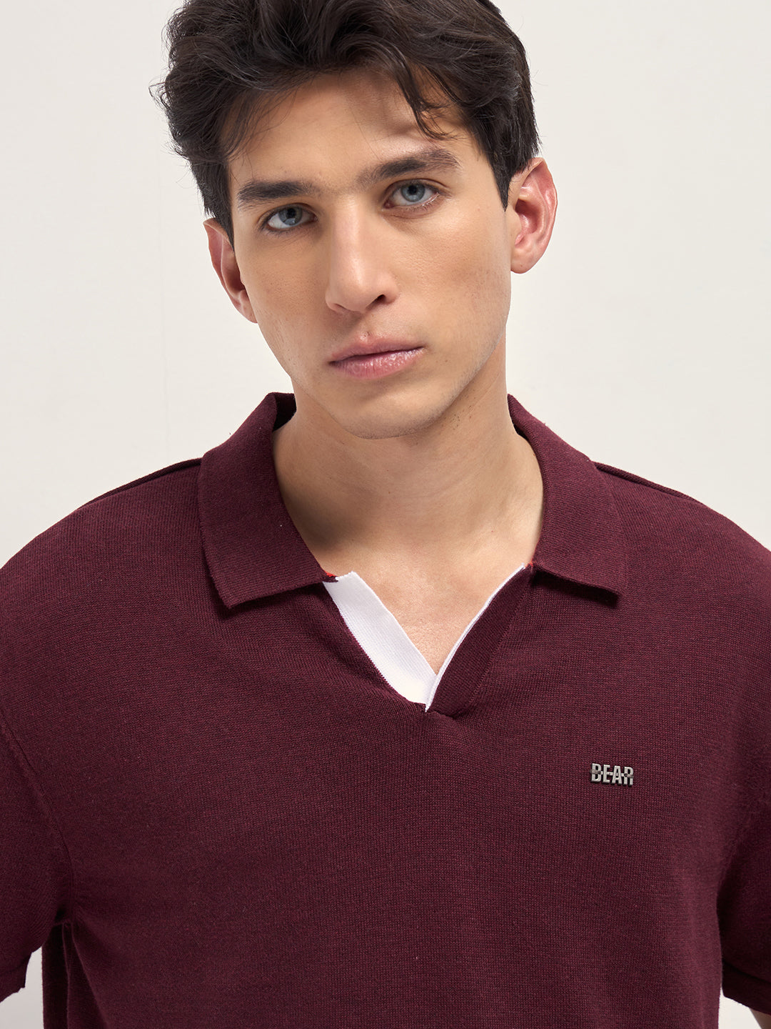 Men Maroon Solid Relaxed Fit Polo