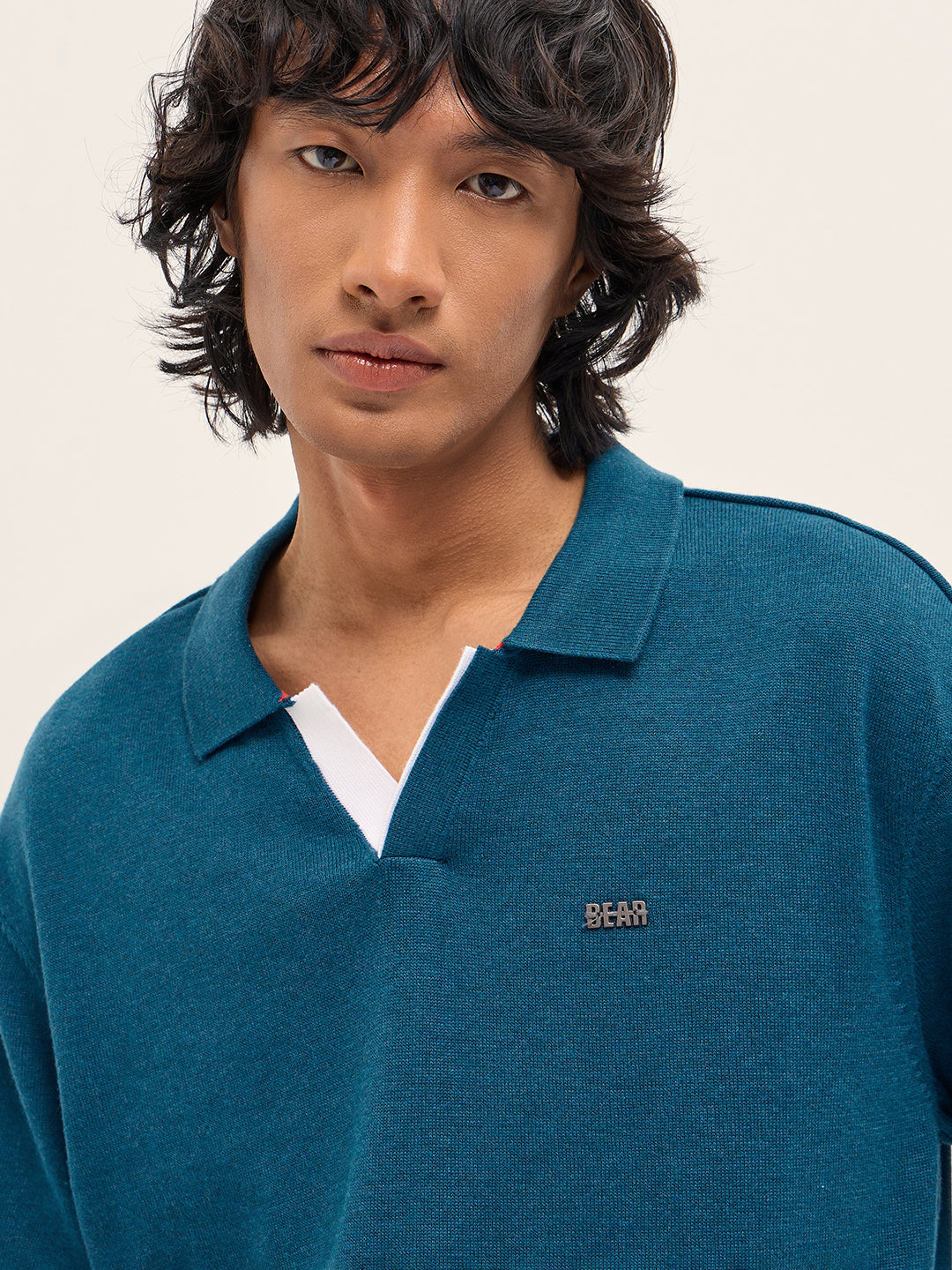 Men Teal Solid Relaxed Fit Polo