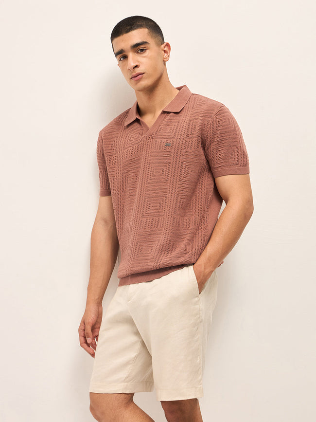 Men Rust Slim Fit Polo