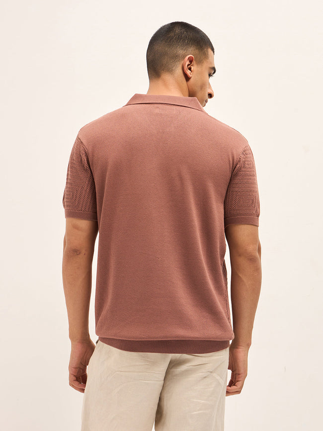 Men Rust Slim Fit Polo