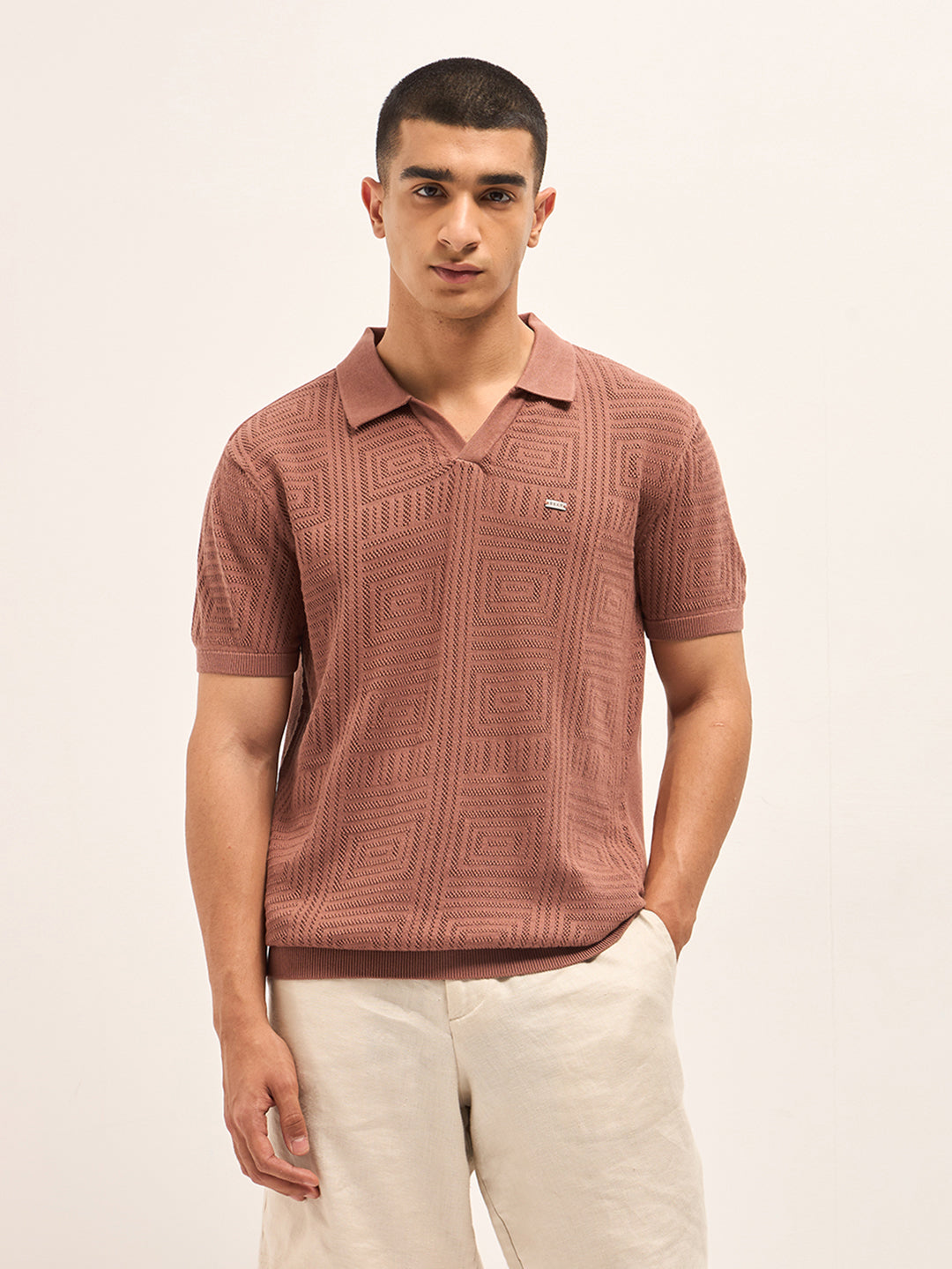 Men Rust Slim Fit Polo