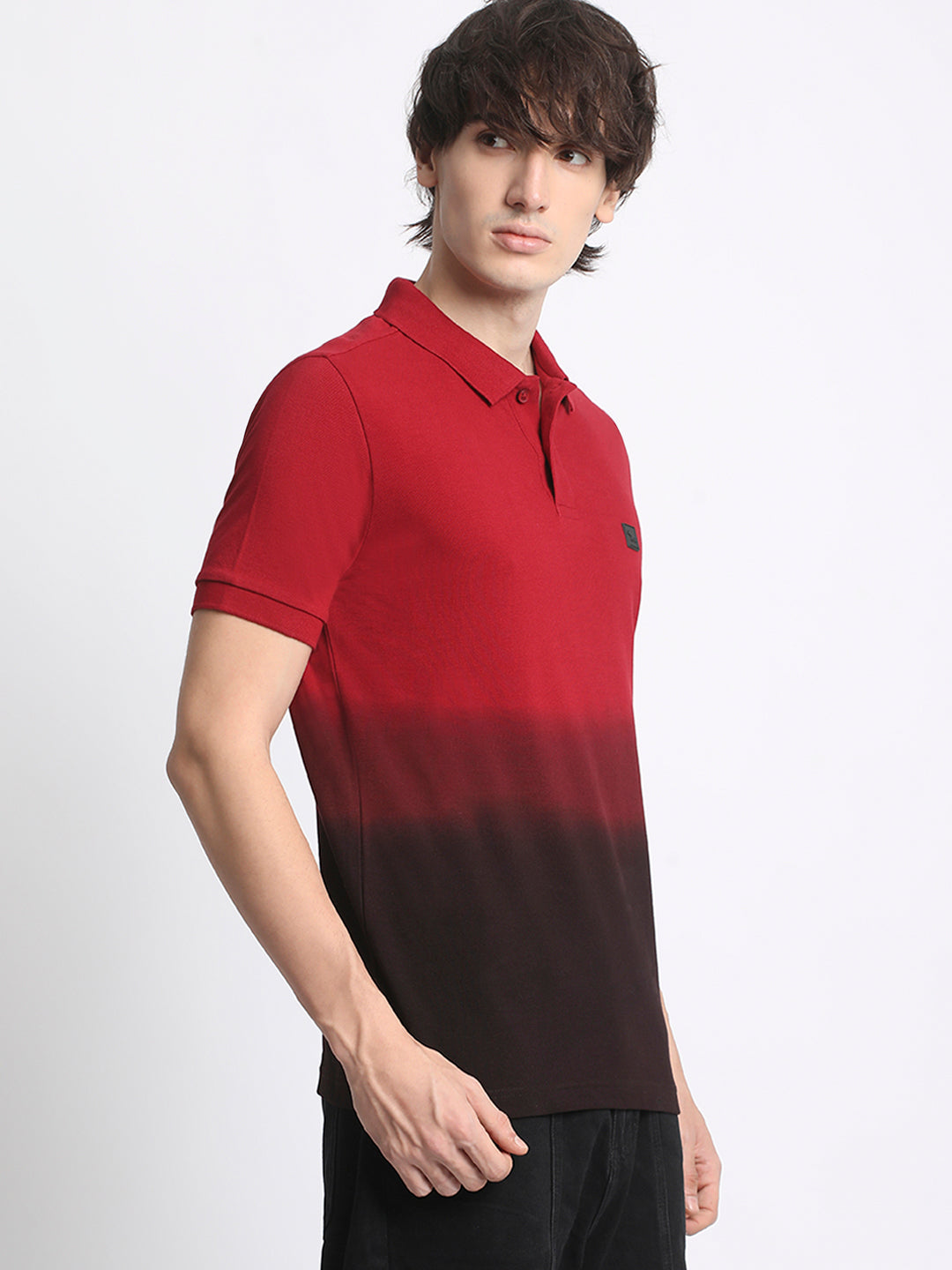 Men  Gradient Red to Black Polo T-Shirt