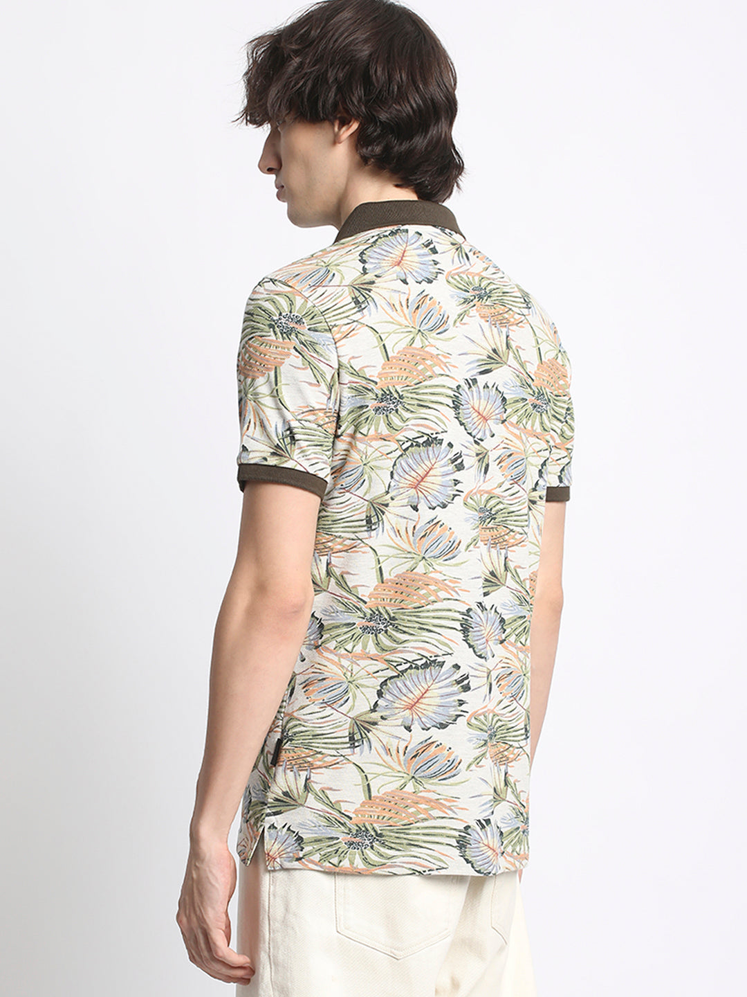 Men  Multicolored Floral Print Regular Fit Polo T-Shirt