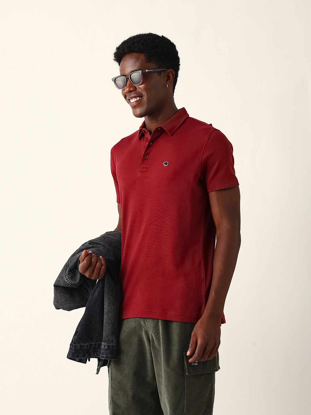 Men Maroon Solid Cotton T-Shirt