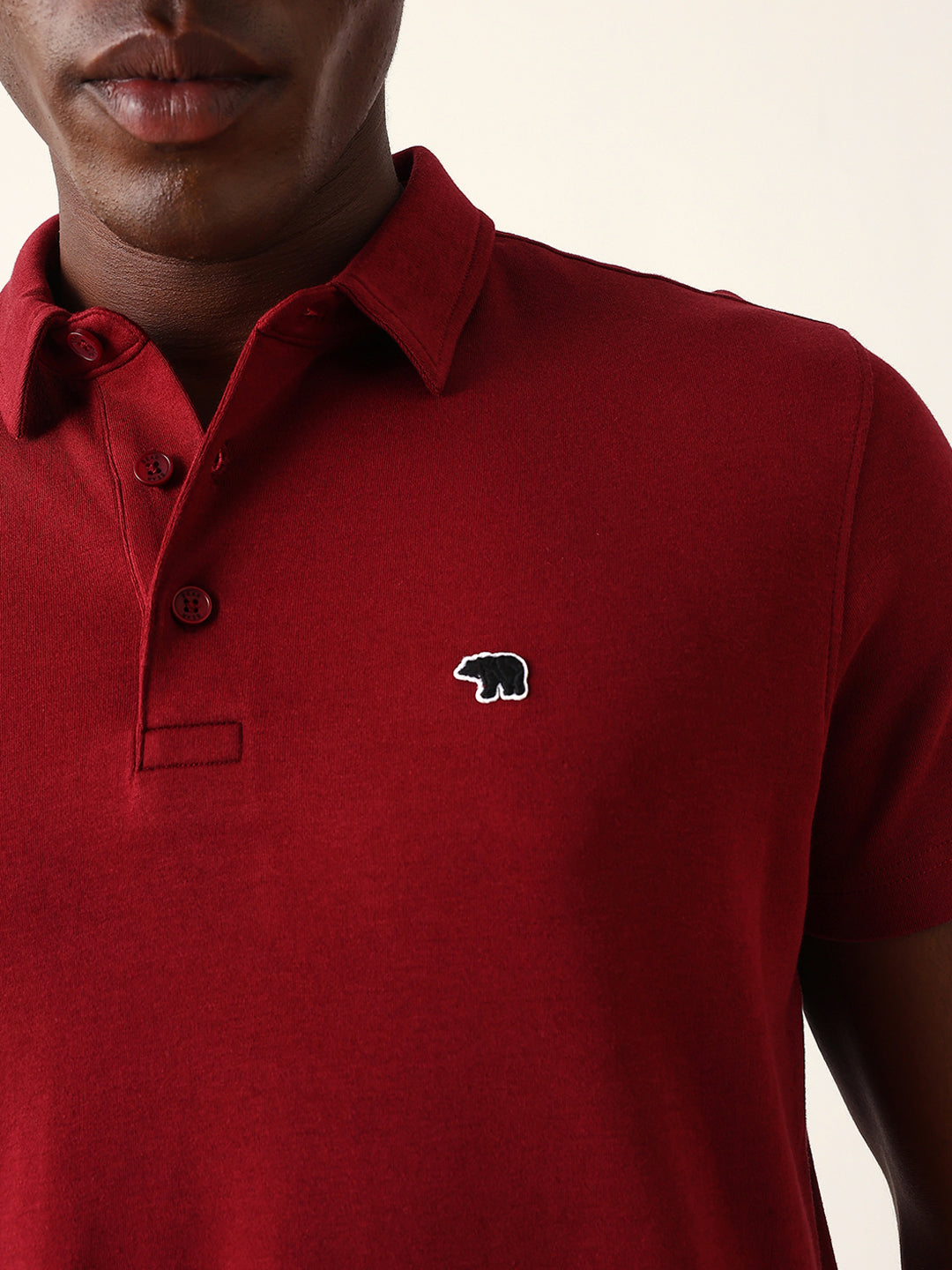 Men Maroon Solid Cotton T-Shirt
