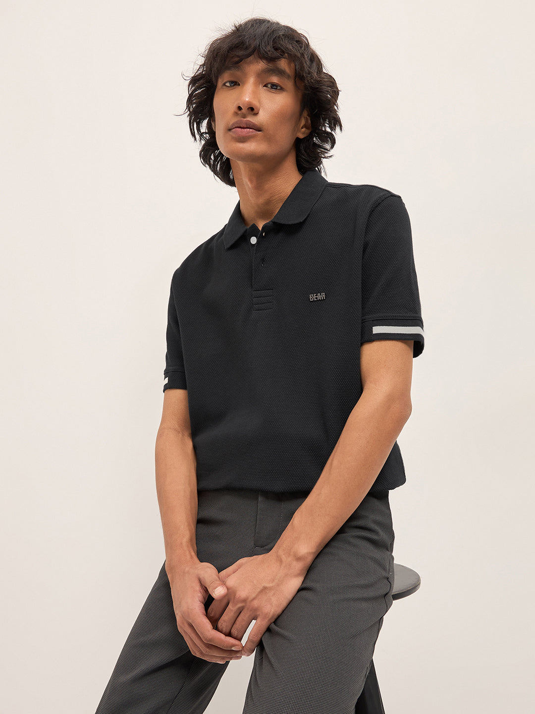 Men Black Slim Fit Polo