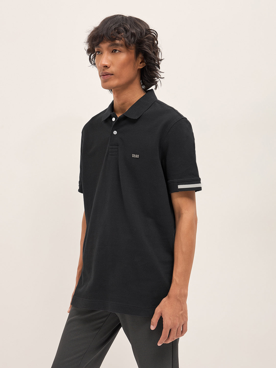 Men Black Slim Fit Polo